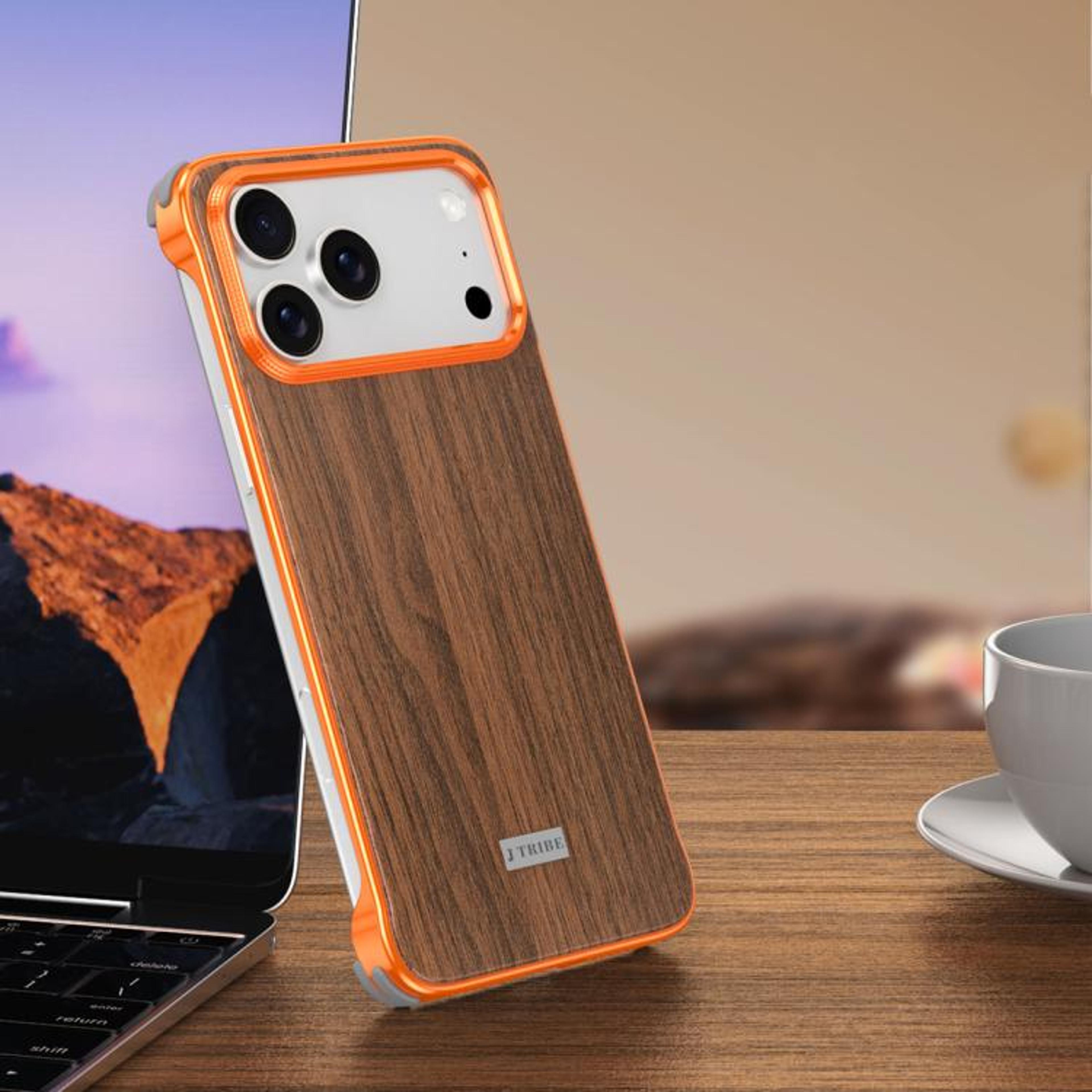 IPhone 18 Pro Max MagSafe Phone Case With Metal Frame And Wood Texture 7