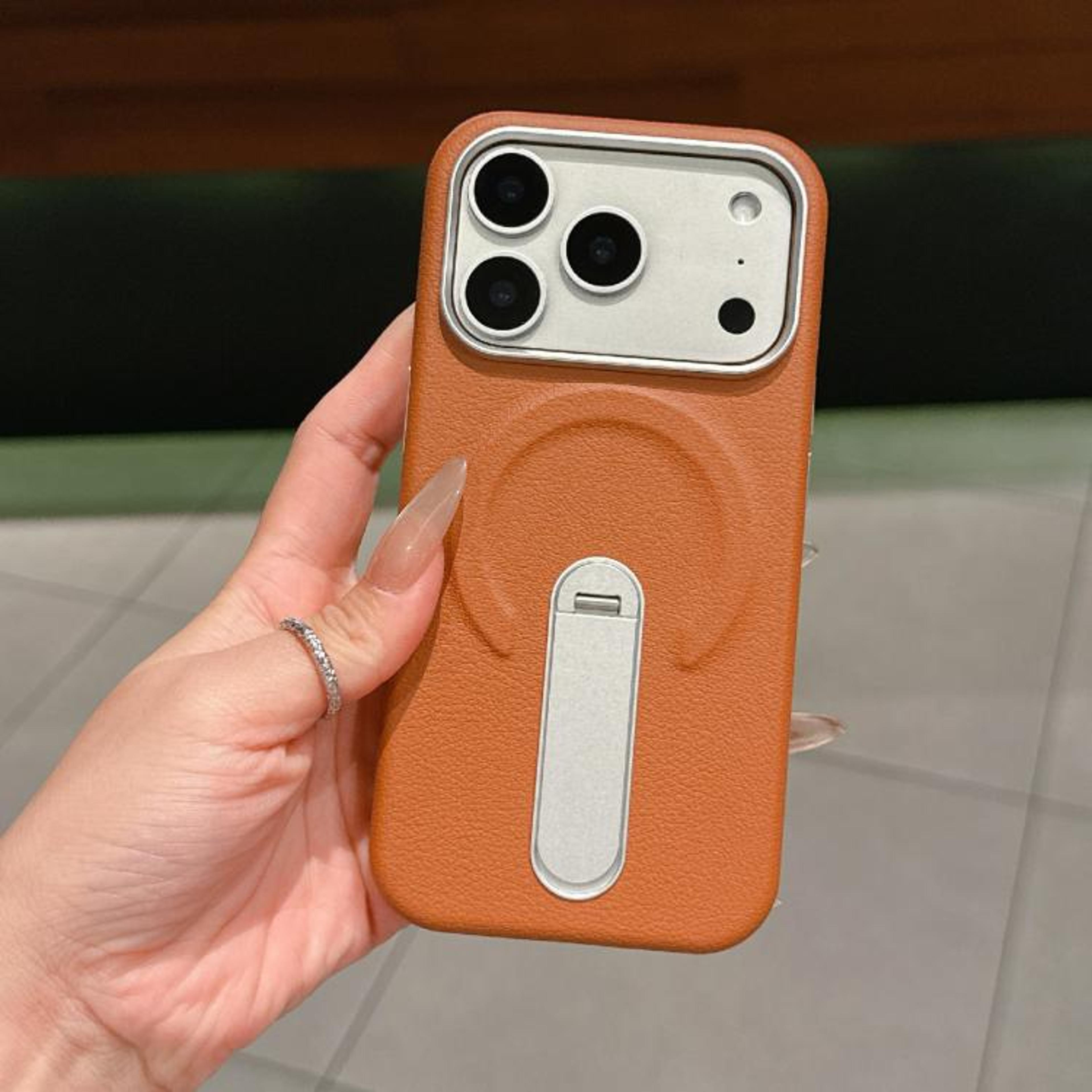 IPhone 18 Pro Magnetic Phone Case With Invisible Holder And Vegan Leather 9