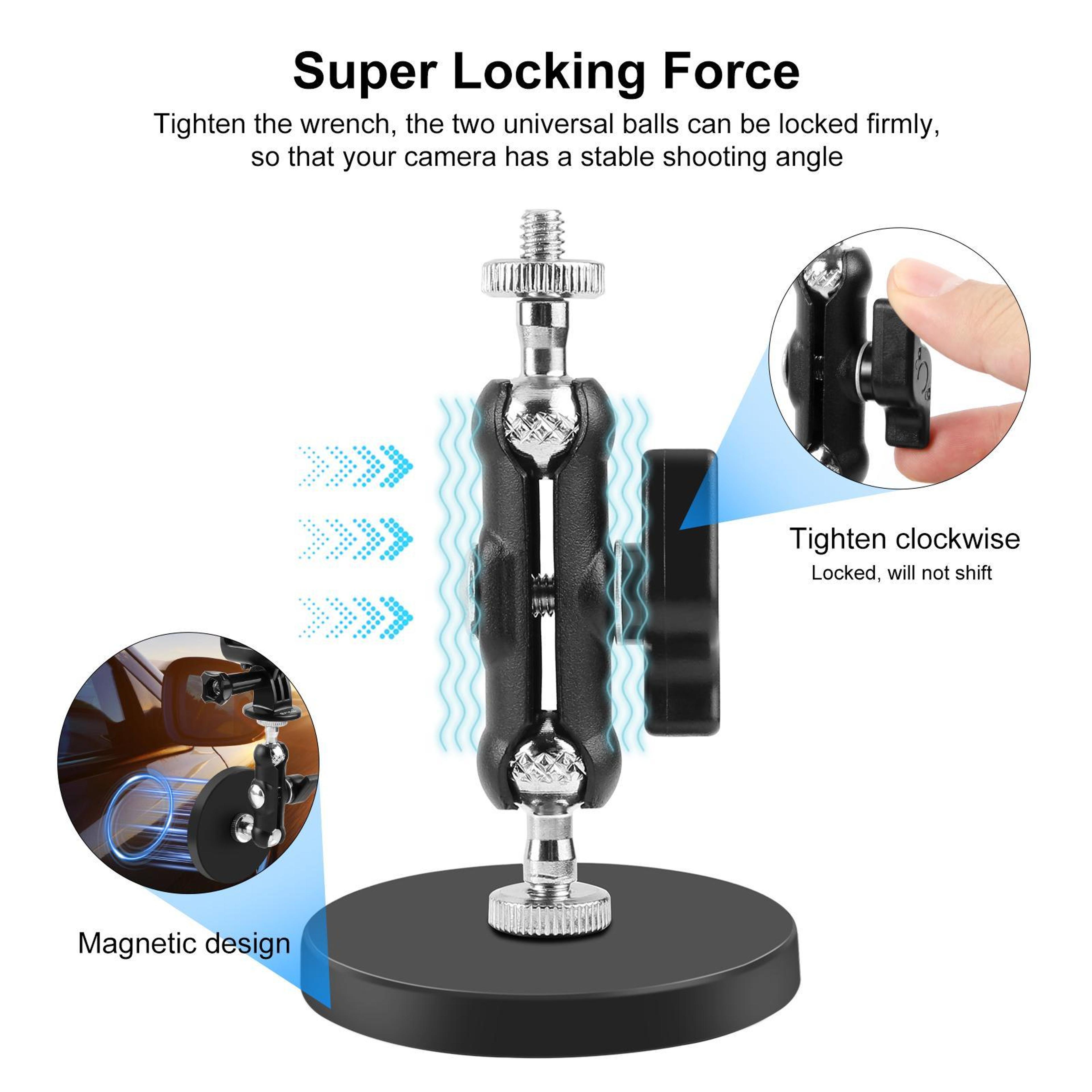 Puluz Magnetic Action Camera Mount Holder 360 Adjustable GoPro Insta360 Screw Clip Mount 4