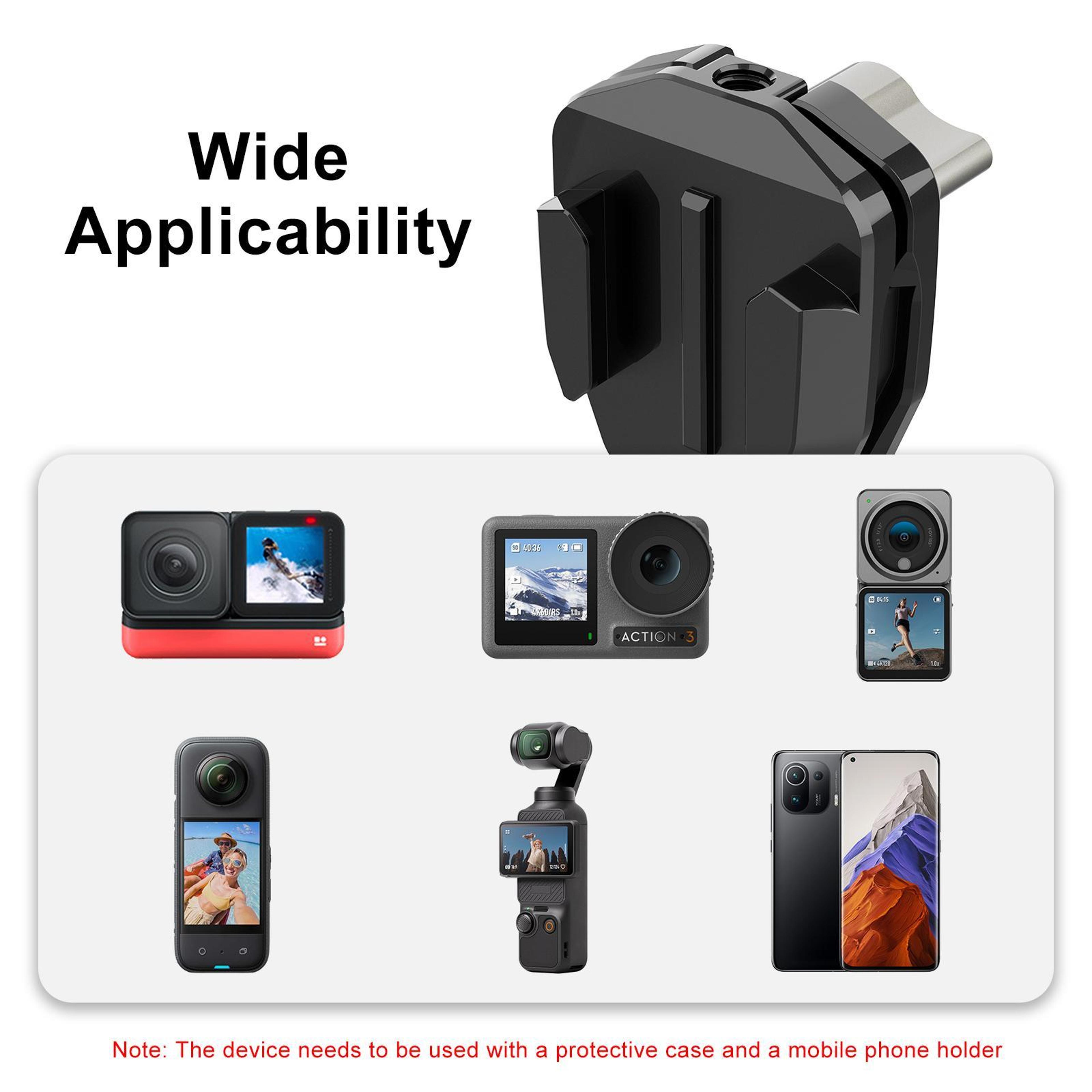 Puluz Motorcycle Windshield Action Camera Mount Clip For GoPro Hero12 DJI Osmo Action Insta360 Stab 8