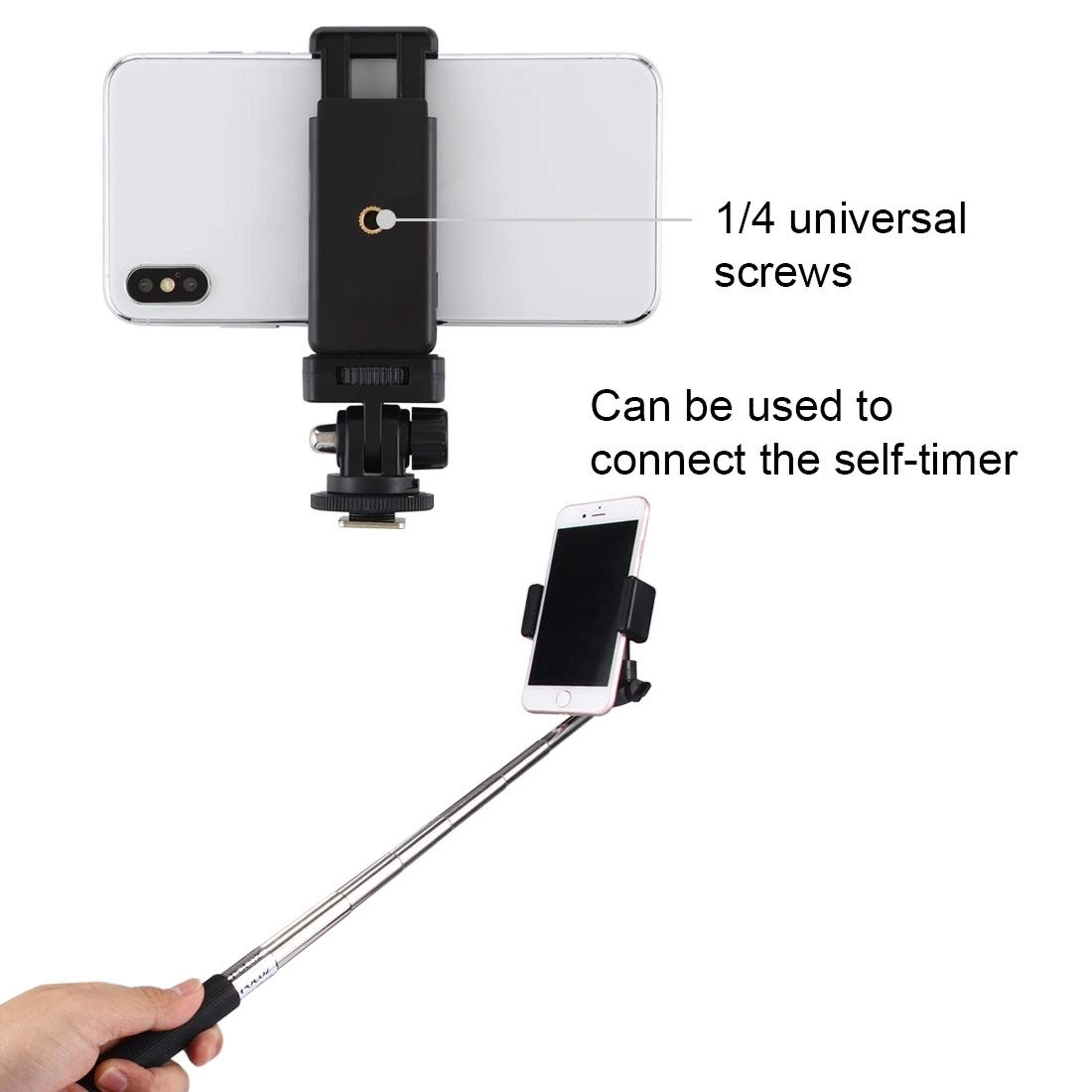PULUZ Universal Cold Shoe Adapter  Tripod Mount Adapter With Adjustable Phone Clamp 4