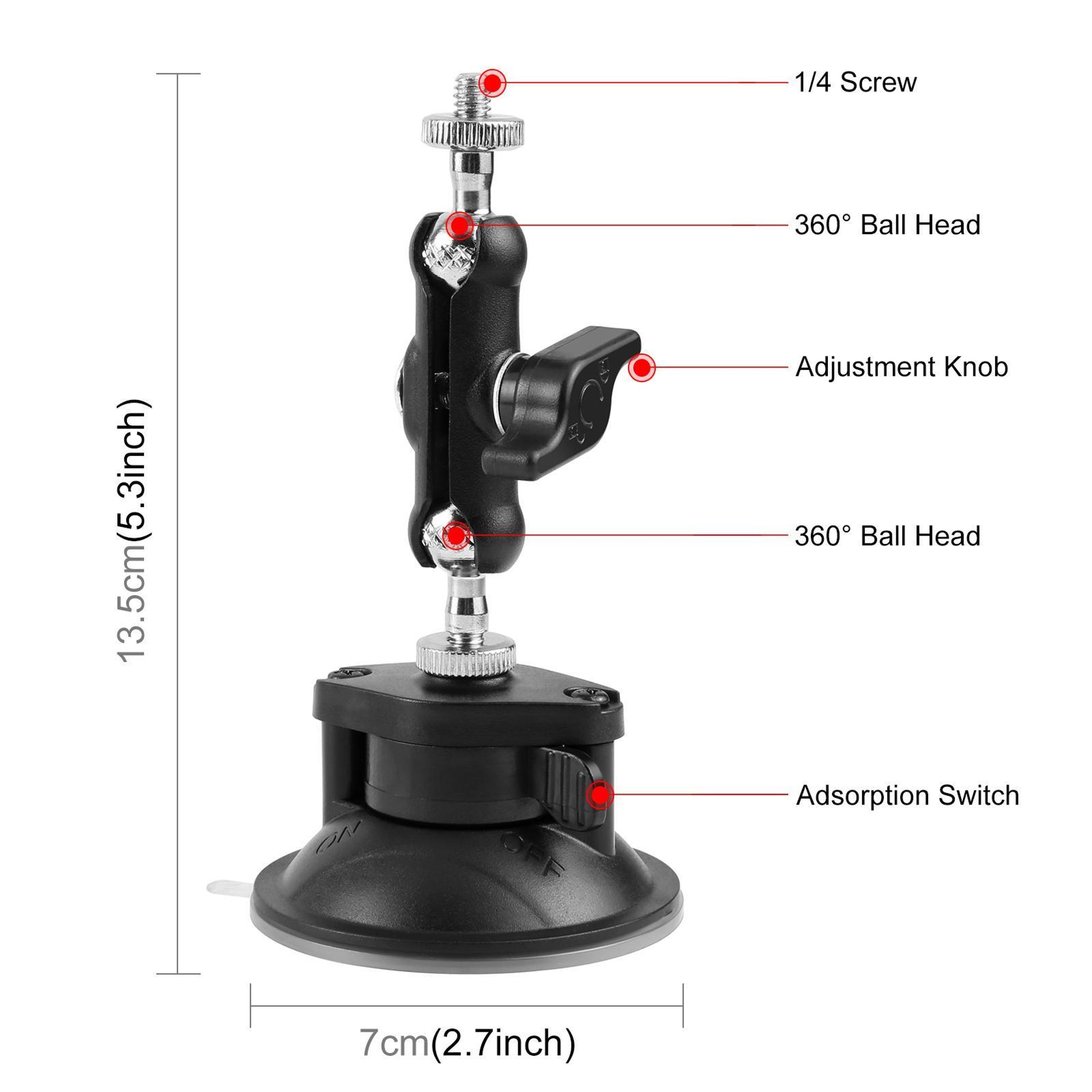 PULUZ 360 Camera Suction Cup Mount With Magic Arm  Universal Adapter 1