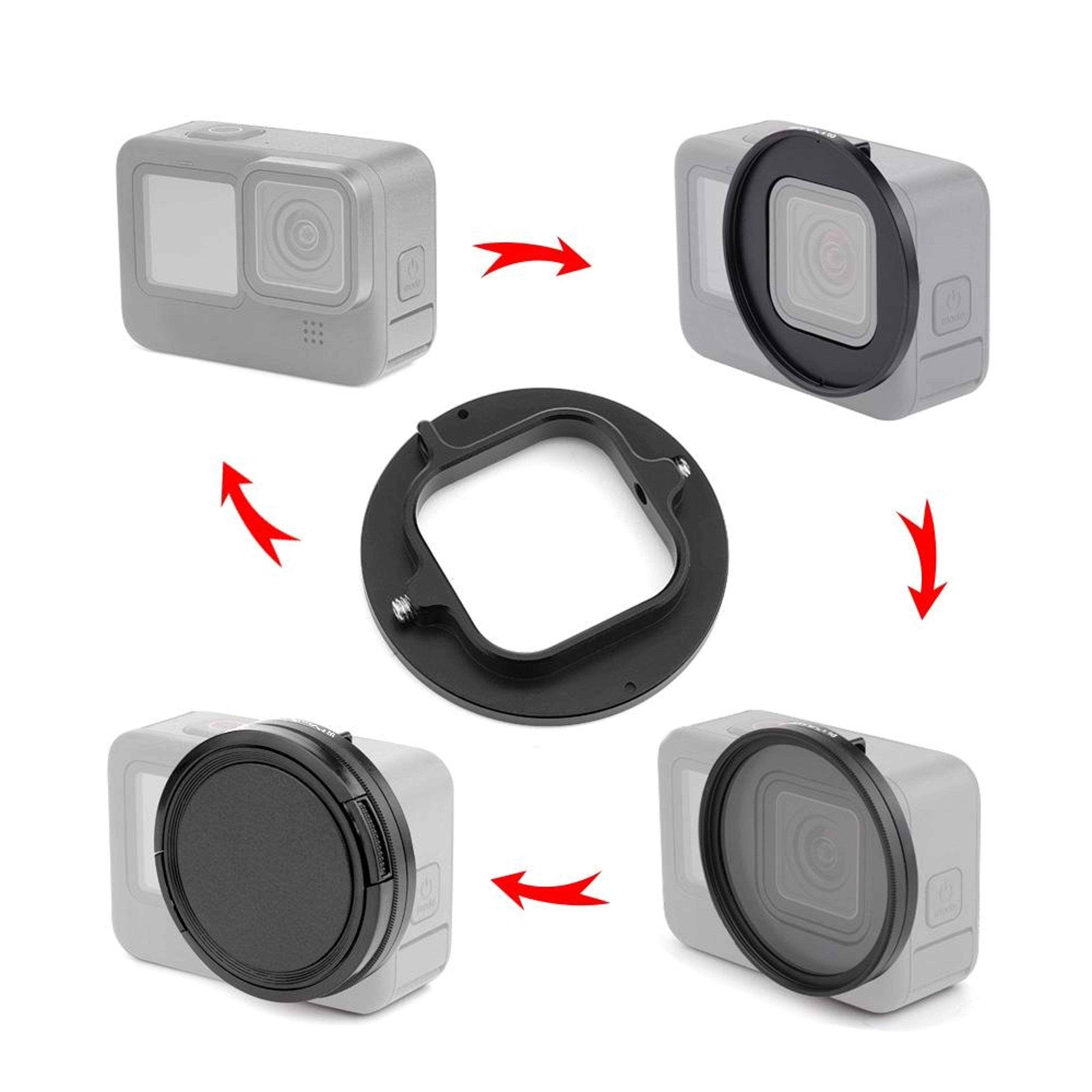 PULUZ 52mm GoPro UV Filter Kit With Adapter Ring For HERO12 HERO11 HERO10  HERO9 4