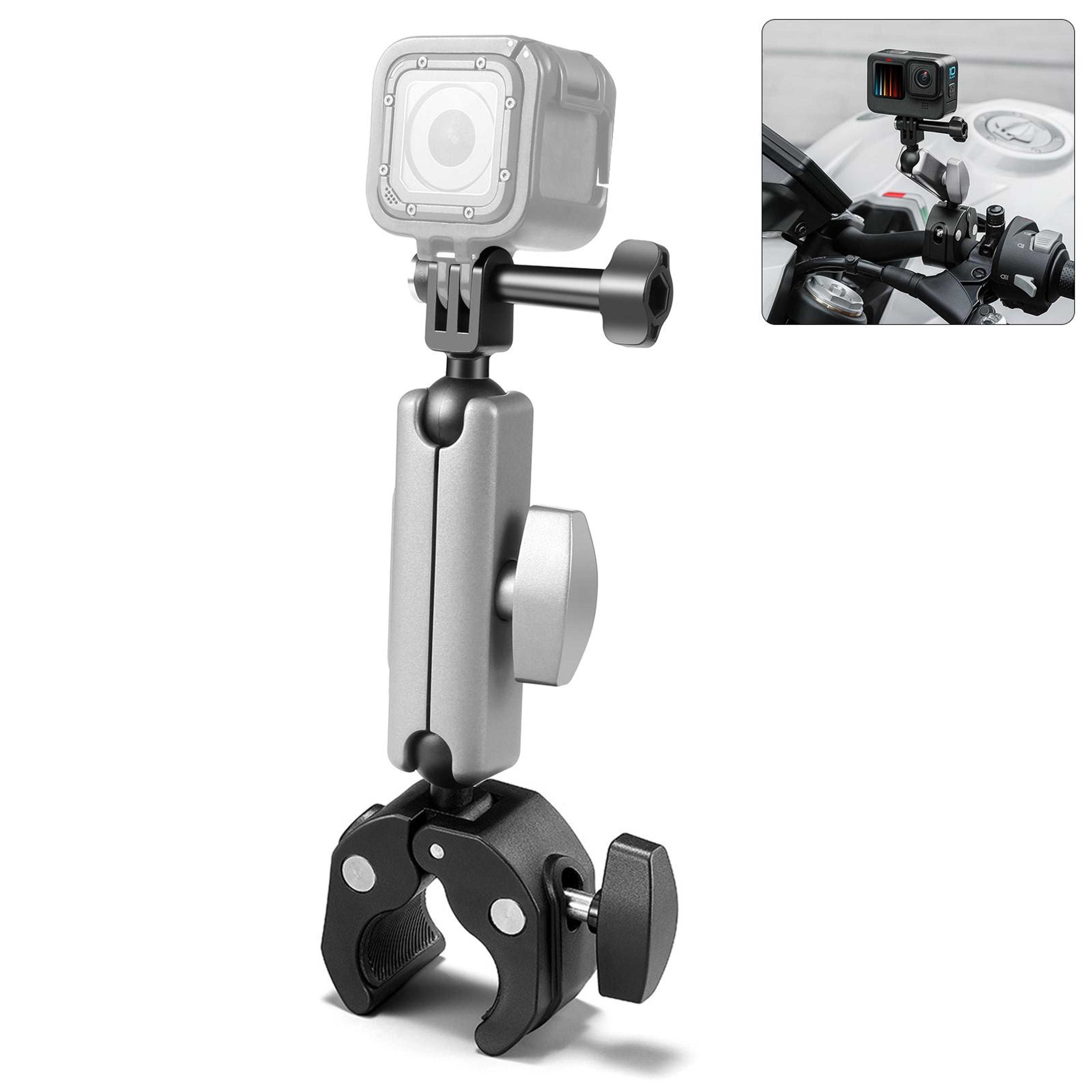 puluz motorcycle camera mount clamp with adjustable arm for action cameras, phones & gps