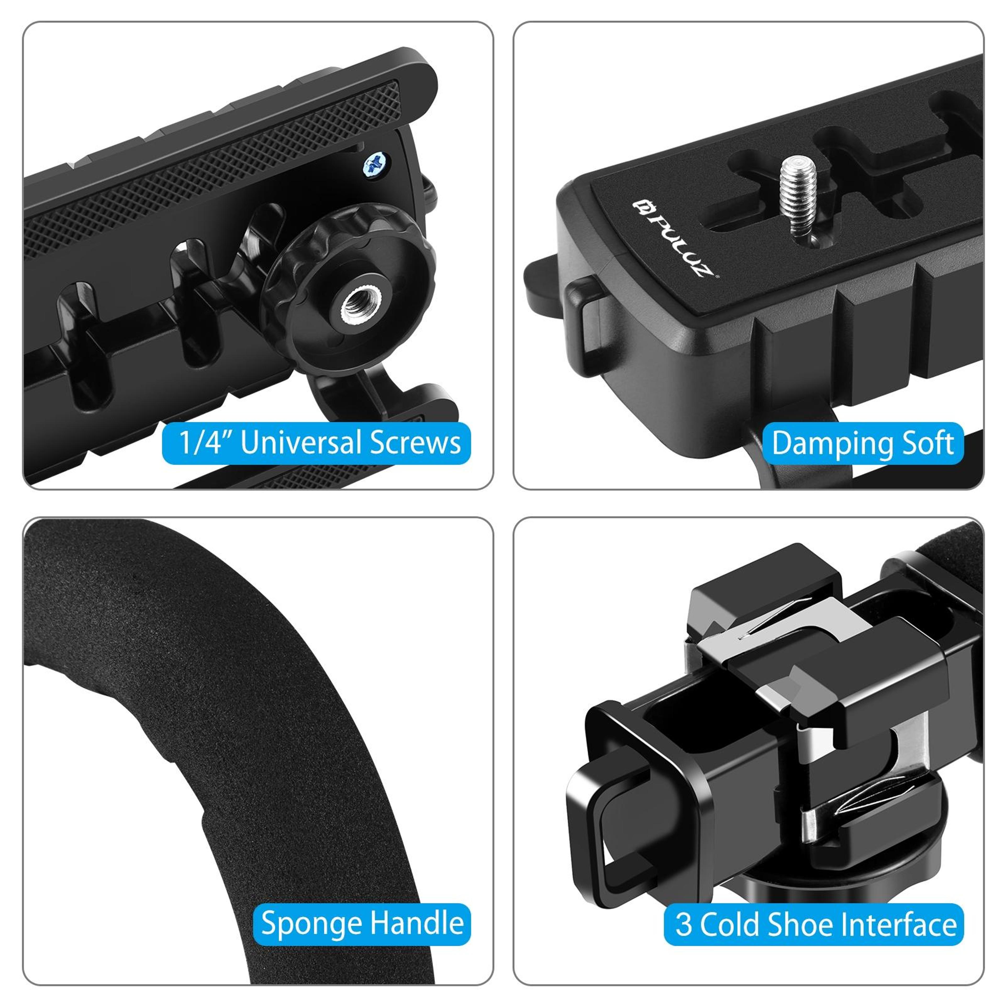 PULUZ Handheld Camera Stabilizer Rig With 3 Cold Shoe Mounts For DSLR Video Recording 3