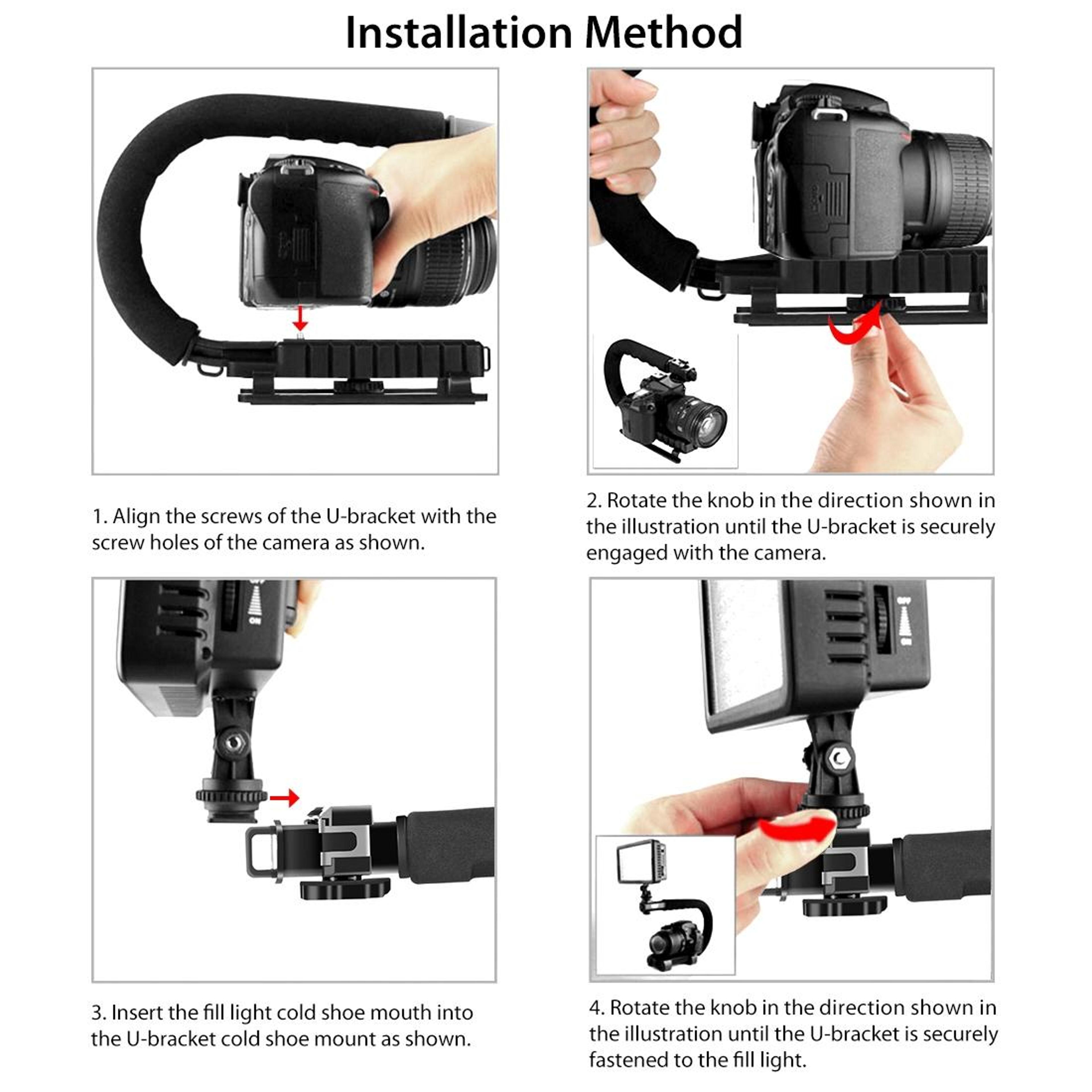 PULUZ Handheld Camera Stabilizer Rig With 3 Cold Shoe Mounts For DSLR Video Recording 5