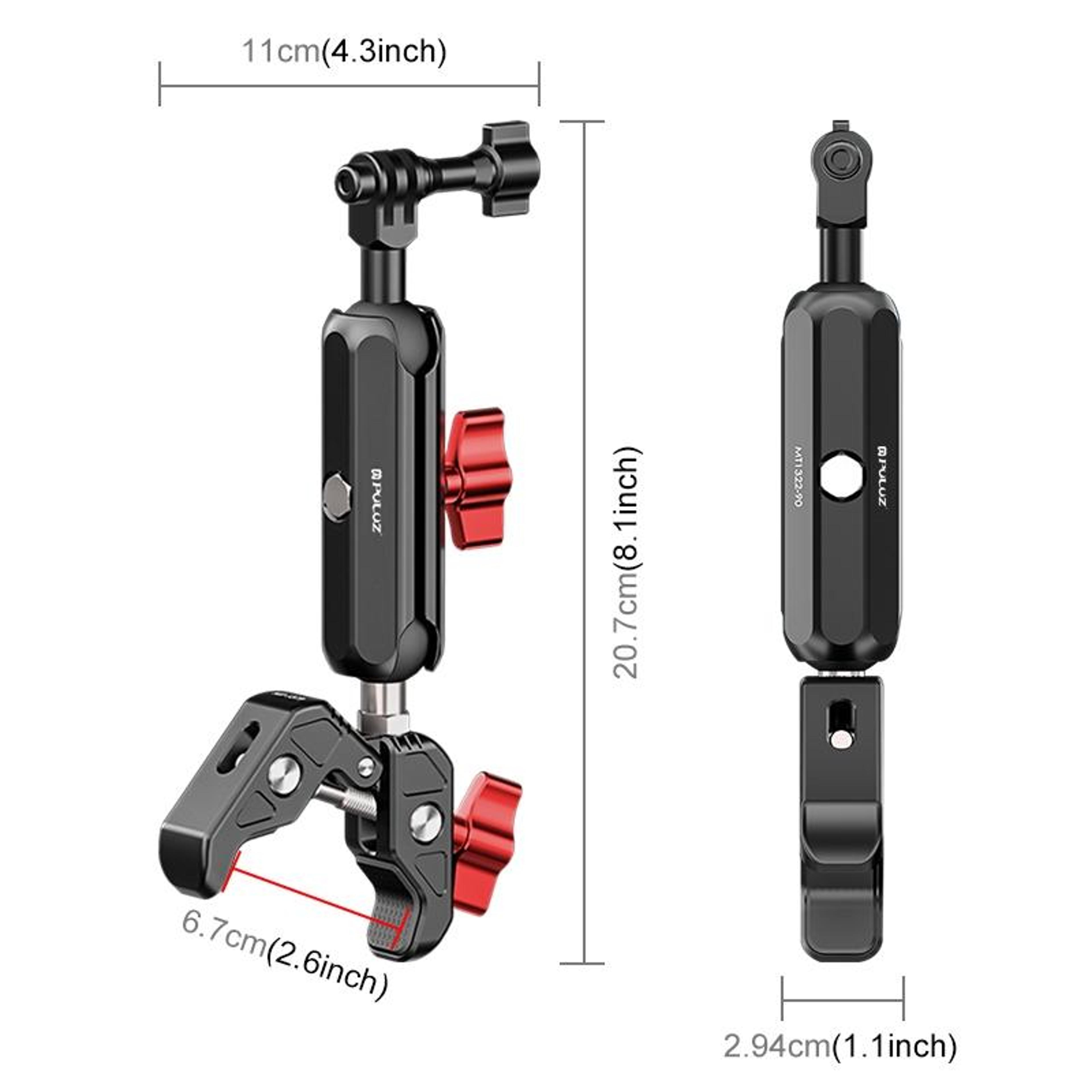 PULUZ 360 Motorcycle Handlebar Camera Mount With CNC Magic Arm Clamp 2