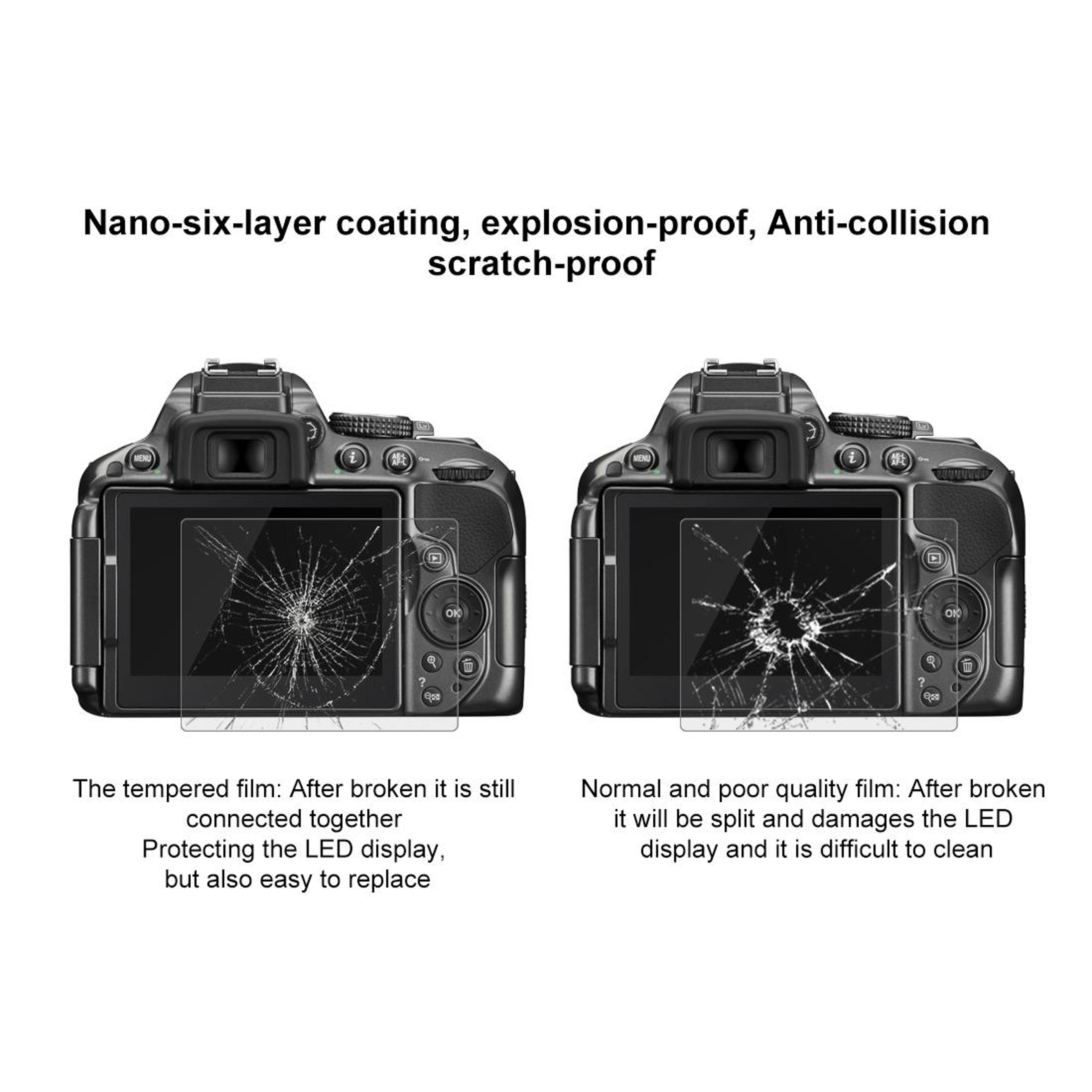 Tempered Glass Screen Protector For Nikon D5300 D5500 D5600  Pentax K 1 9H Hardness DSLR LCD Shield 10