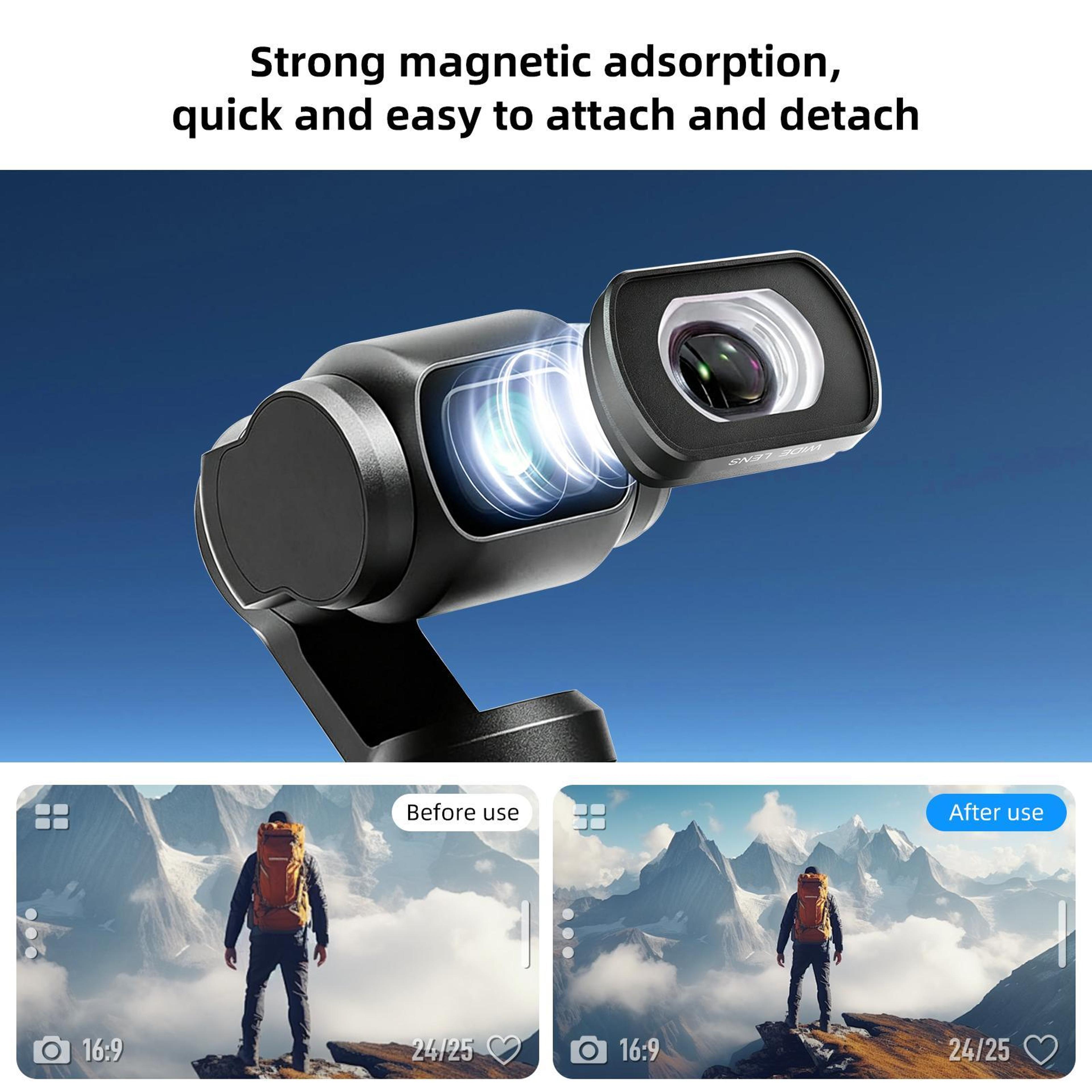 DJI Osmo Pocket 43 Magnetic Wide Angle Lens 112 FOV By PULUZ 5