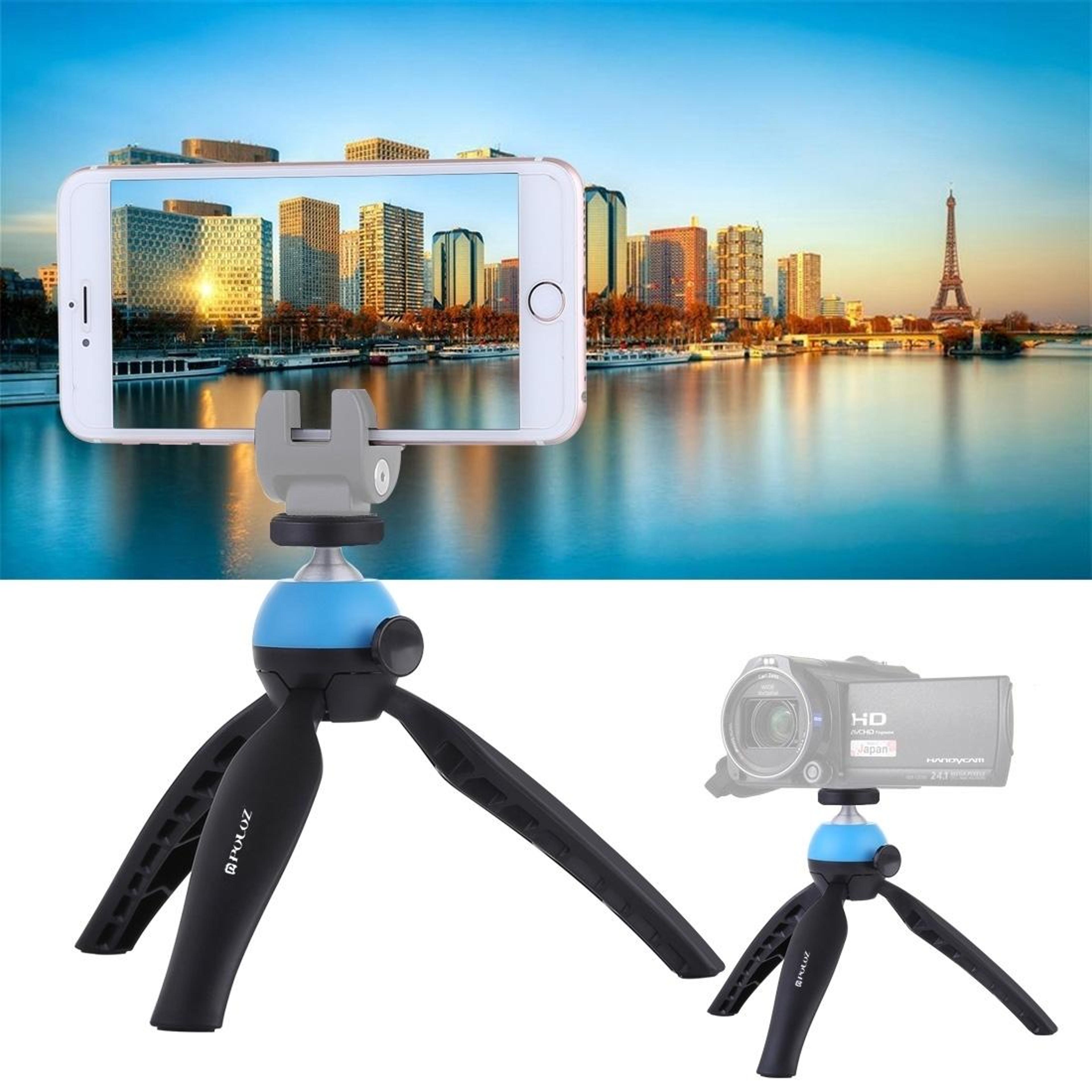 PULUZ Pocket Mini Tripod Mount With 360 Degree Ball Head For Smartphones GoPro DSLR CamerasBlue 0
