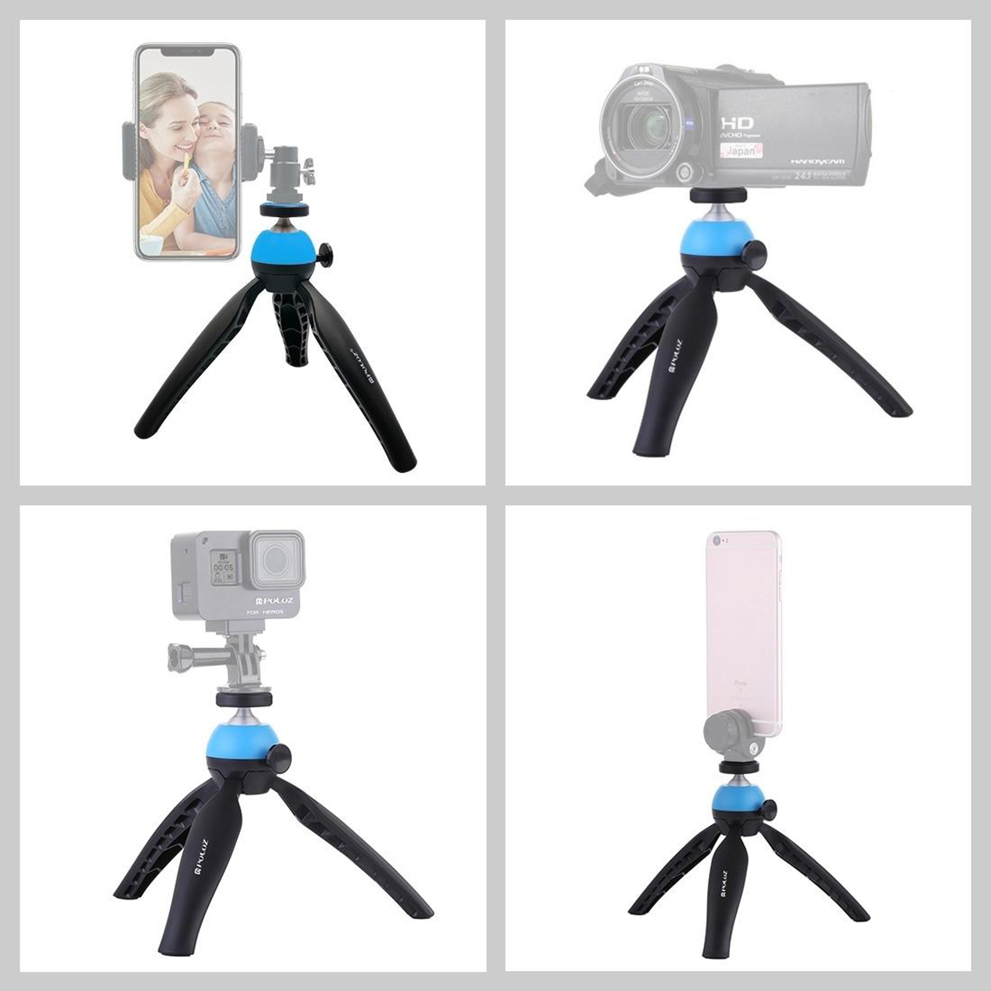 PULUZ Pocket Mini Tripod Mount With 360 Degree Ball Head For Smartphones GoPro DSLR CamerasBlue 2