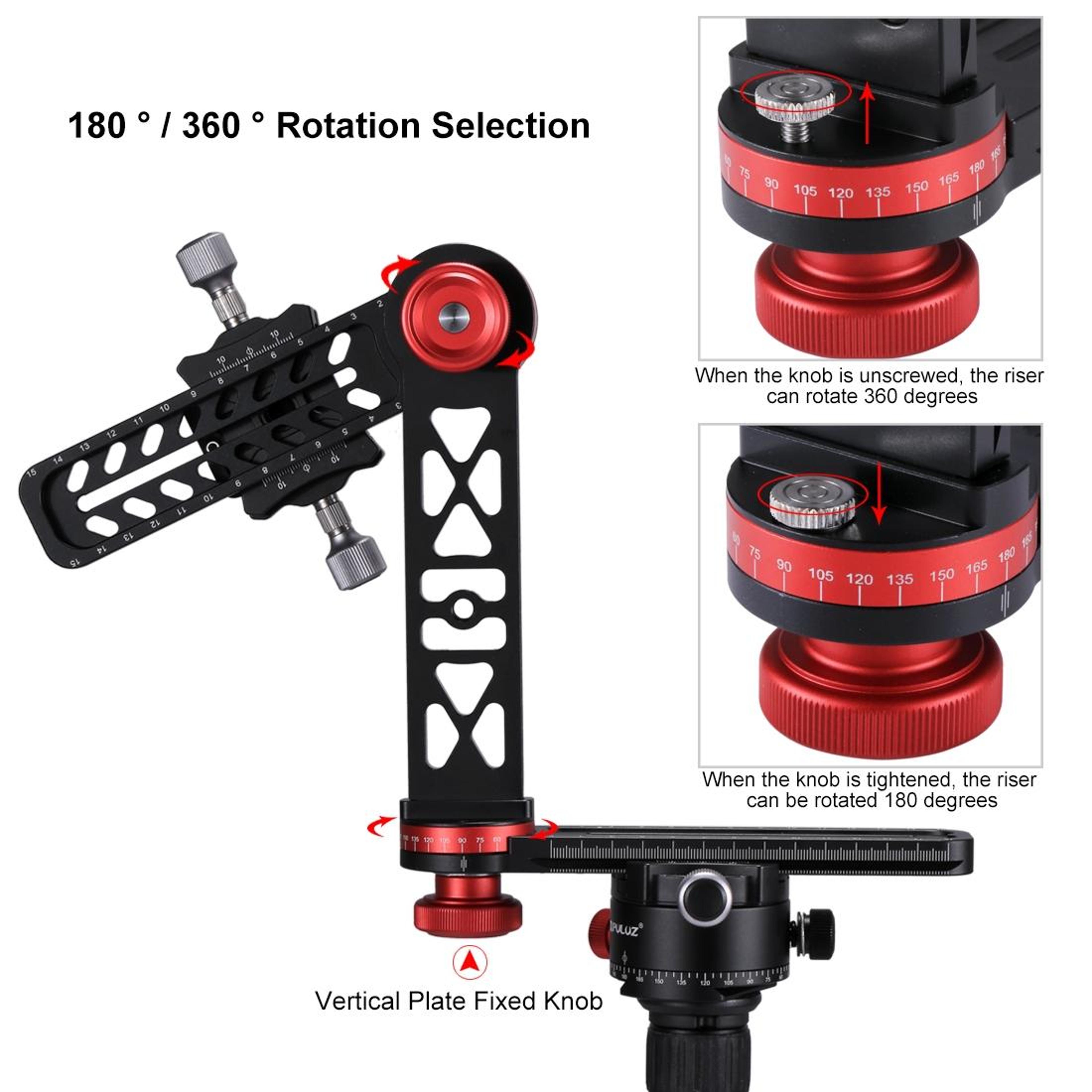 PULUZ 720 Panoramic Ball Head With Quick Release Plate For DSLR Camera Tripods 11