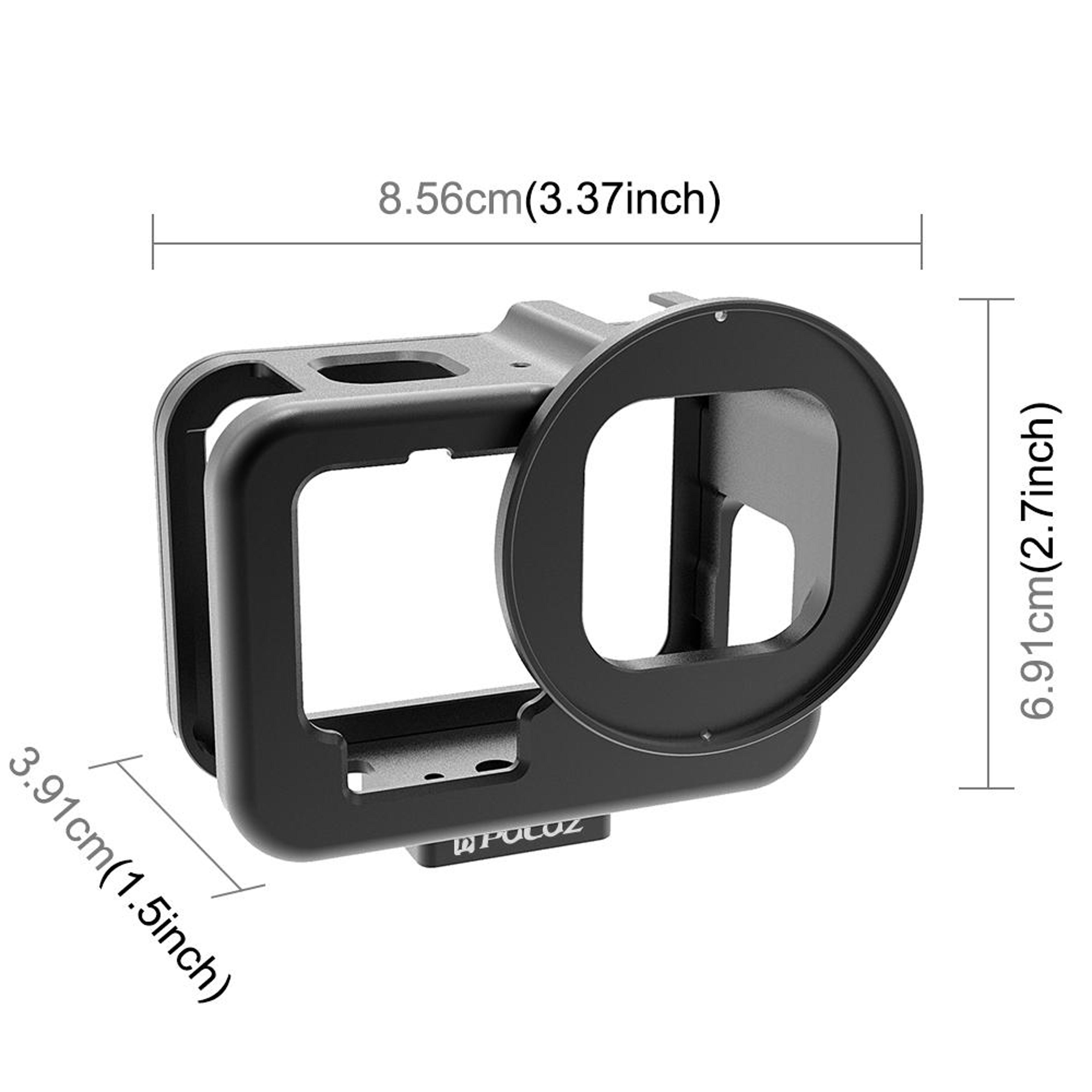 PULUZ GoPro HERO13 Cage CNC Aluminum Protective Frame With 52mm UV Lens Filter 2