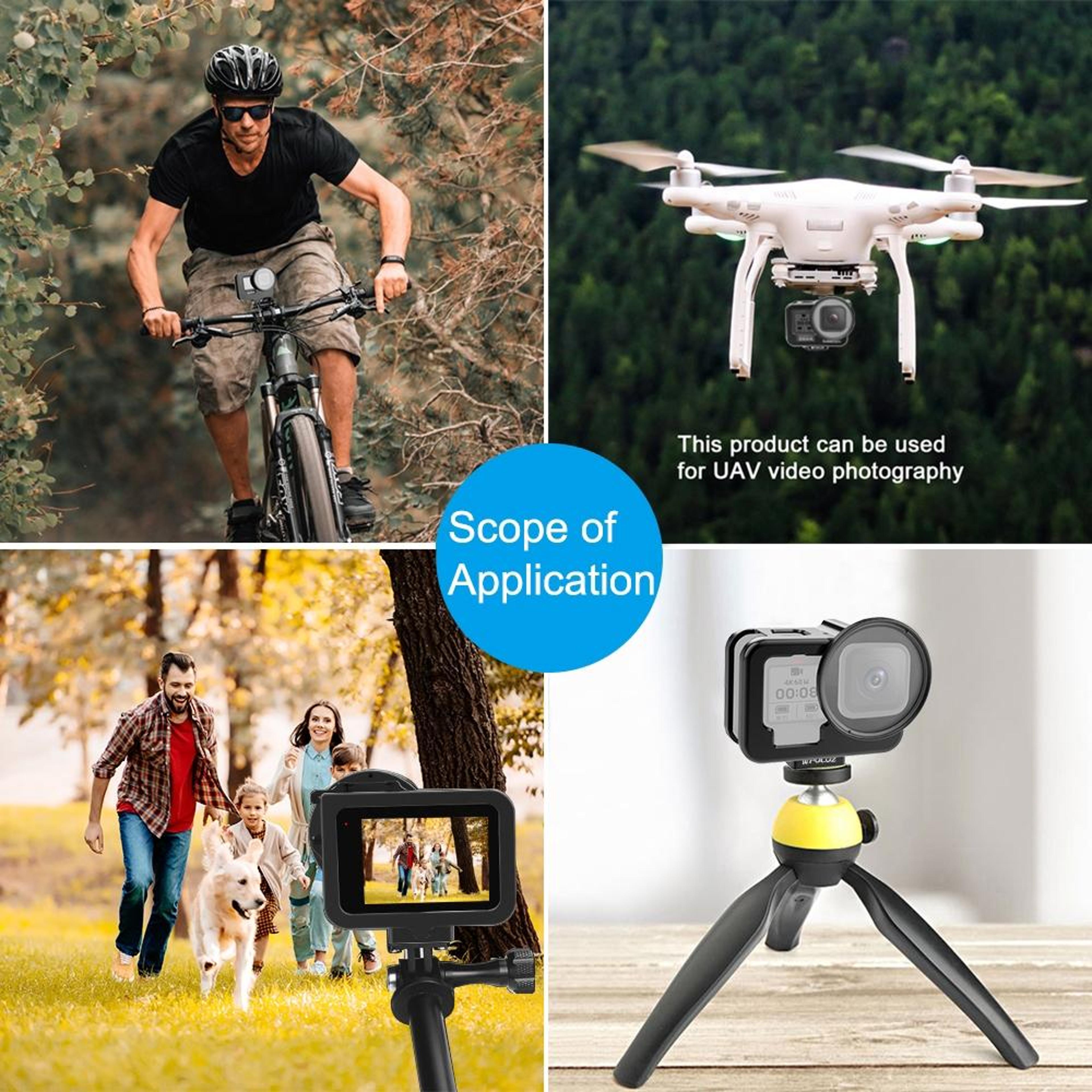PULUZ GoPro HERO13 Cage CNC Aluminum Protective Frame With 52mm UV Lens Filter 6