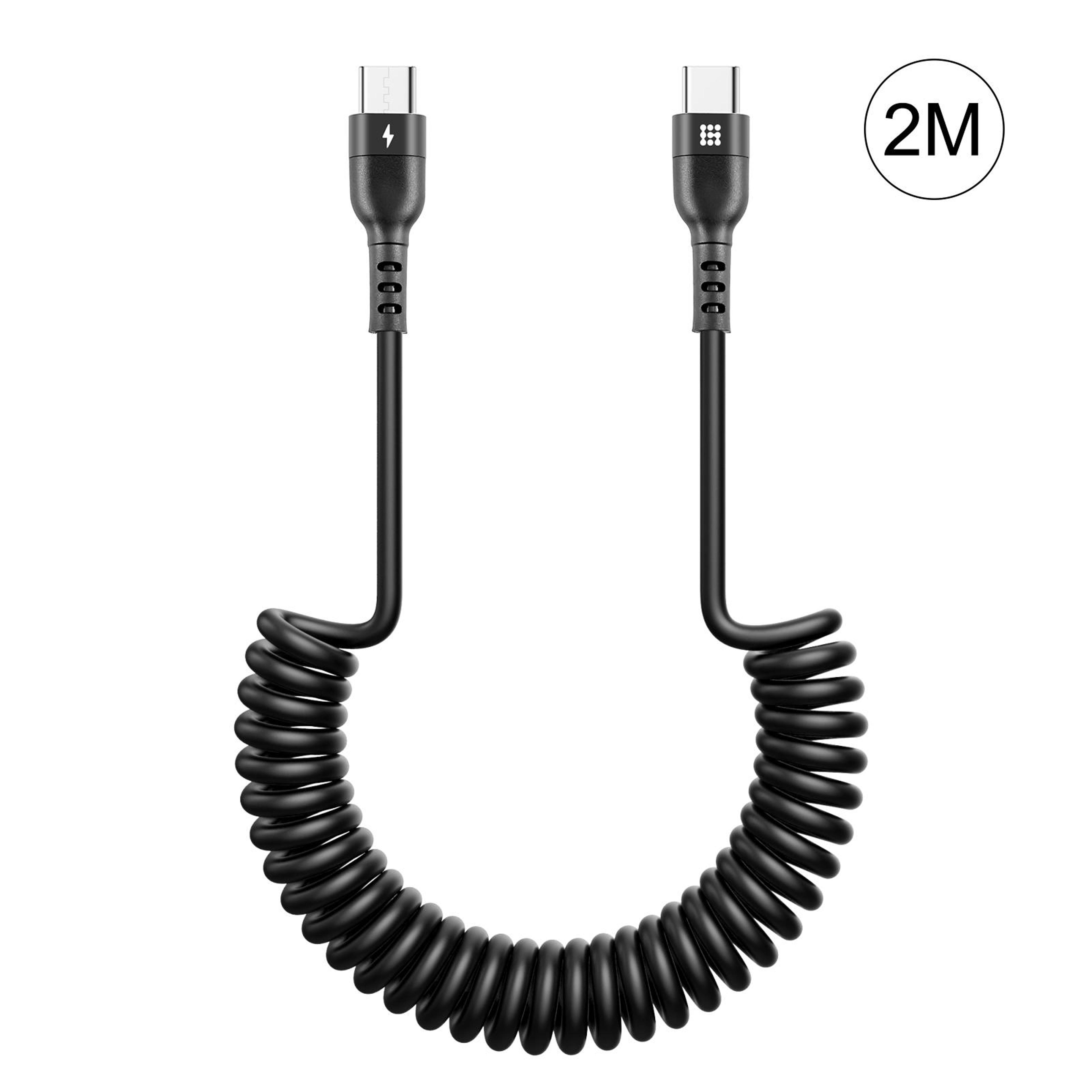 HAWEEL Retractable Coiled USBC To USBC PD Fast Charging Cable 10
