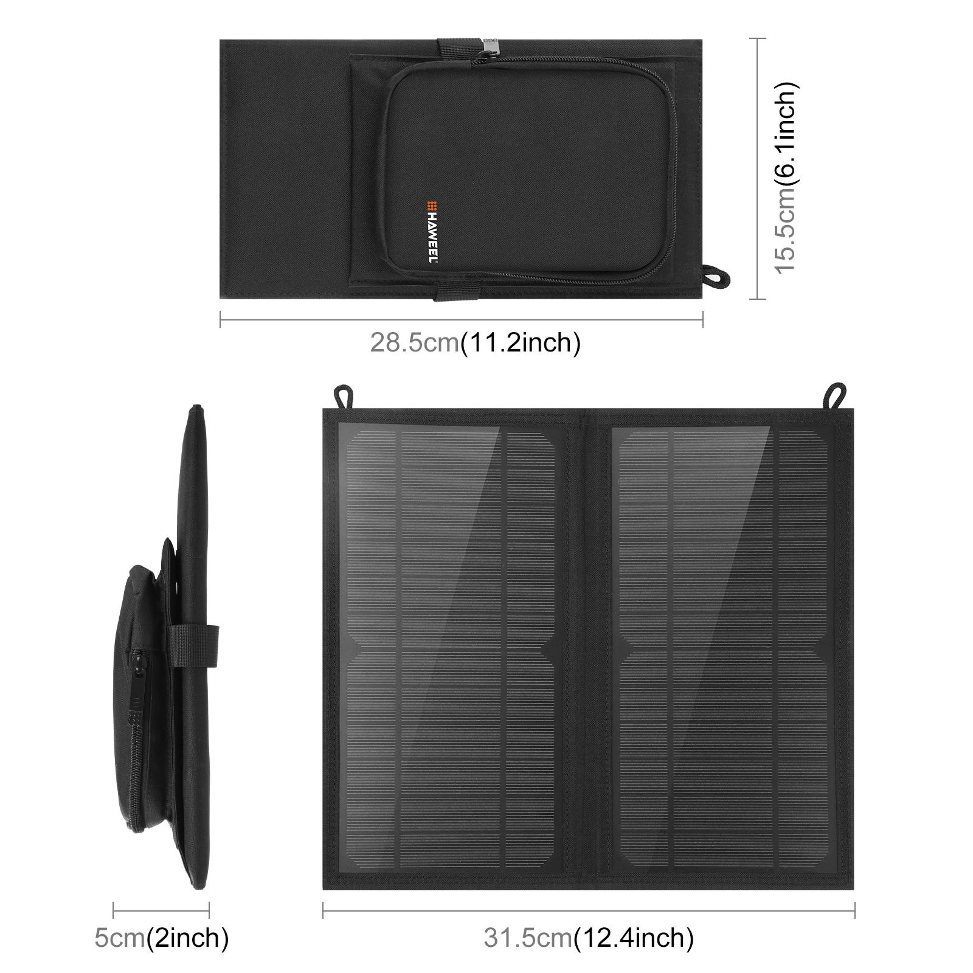 HAWEEL Foldable Solar Panel Charger Bag Portable Solar Charger Dual USB QC30 AFC 4