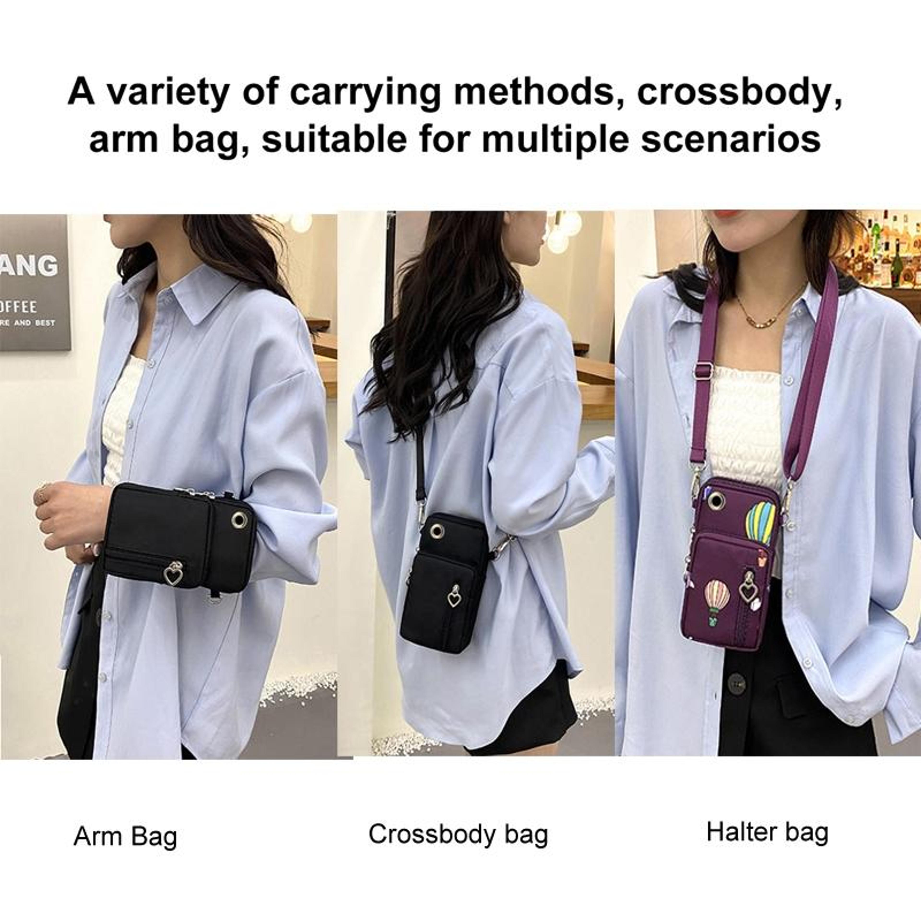 Women Crossbody Phone Wallet Bag With Arm Band RFID Travel Wrist Pouch 10