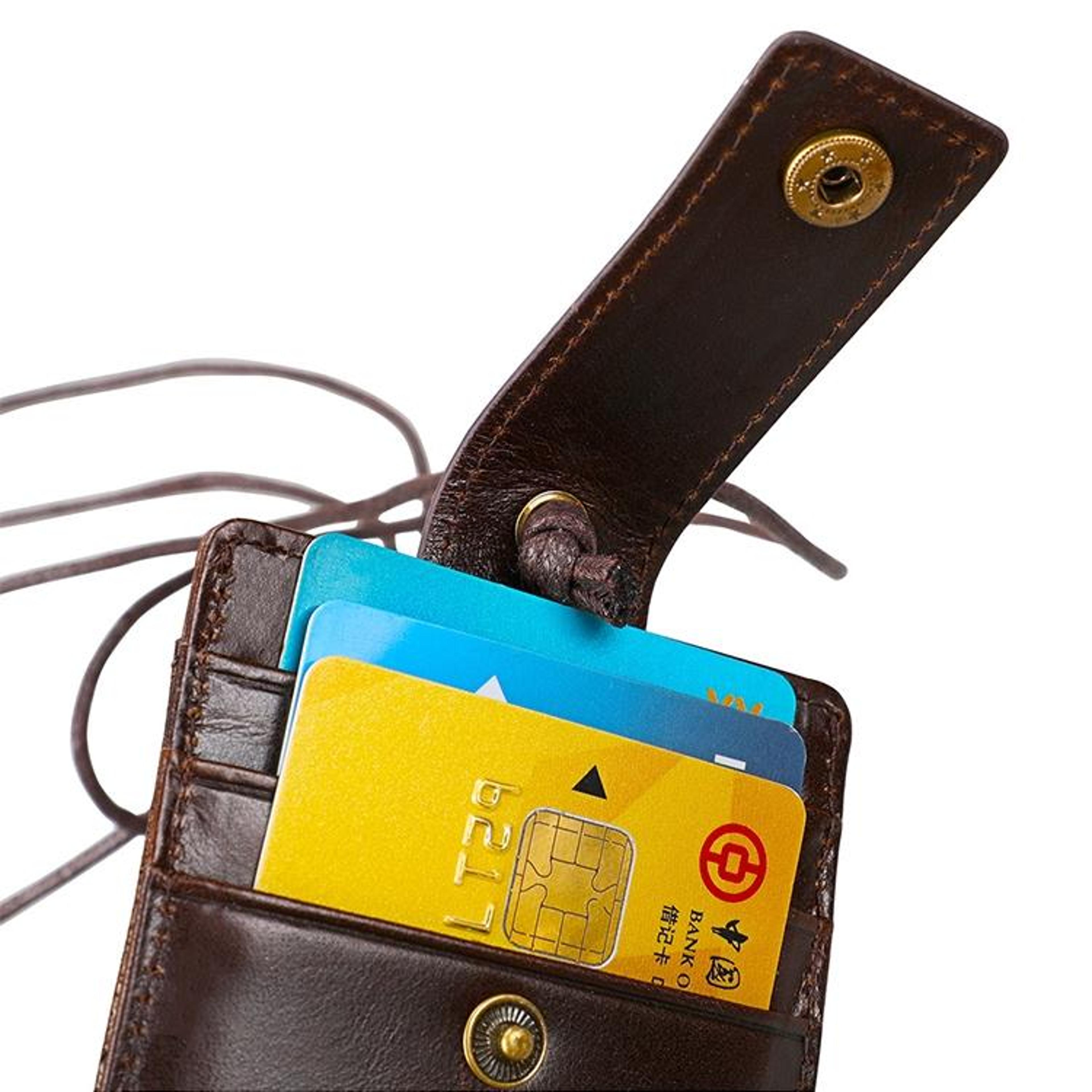 RFID Blocking Leather ID Badge Holder With Lanyard Secure Card Wallet 8