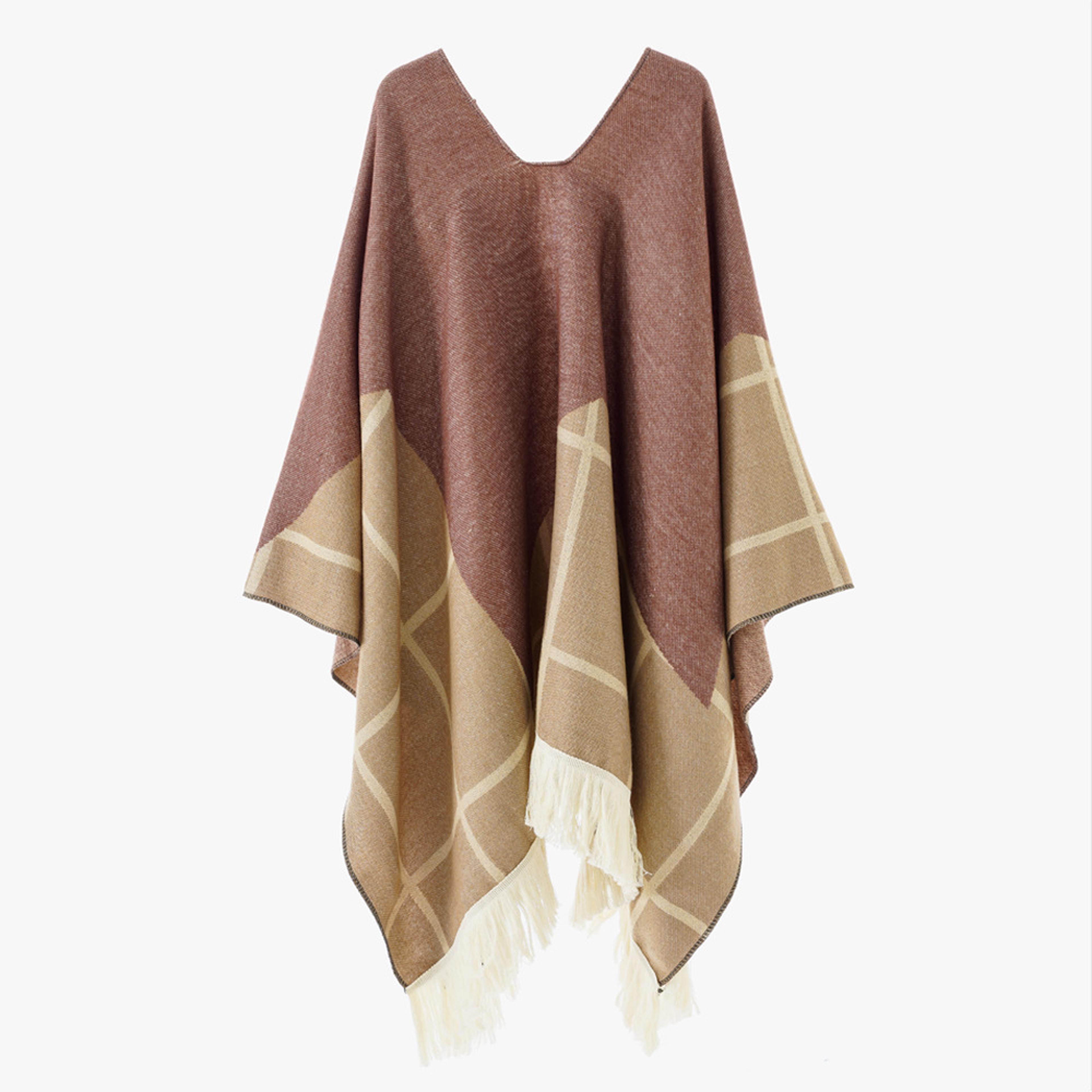 Unisex Cool Fashion Cowboy West Style Pullover Cape Soft Acrylic Cashmere Poncho Long Wrap Cloak Ov 9