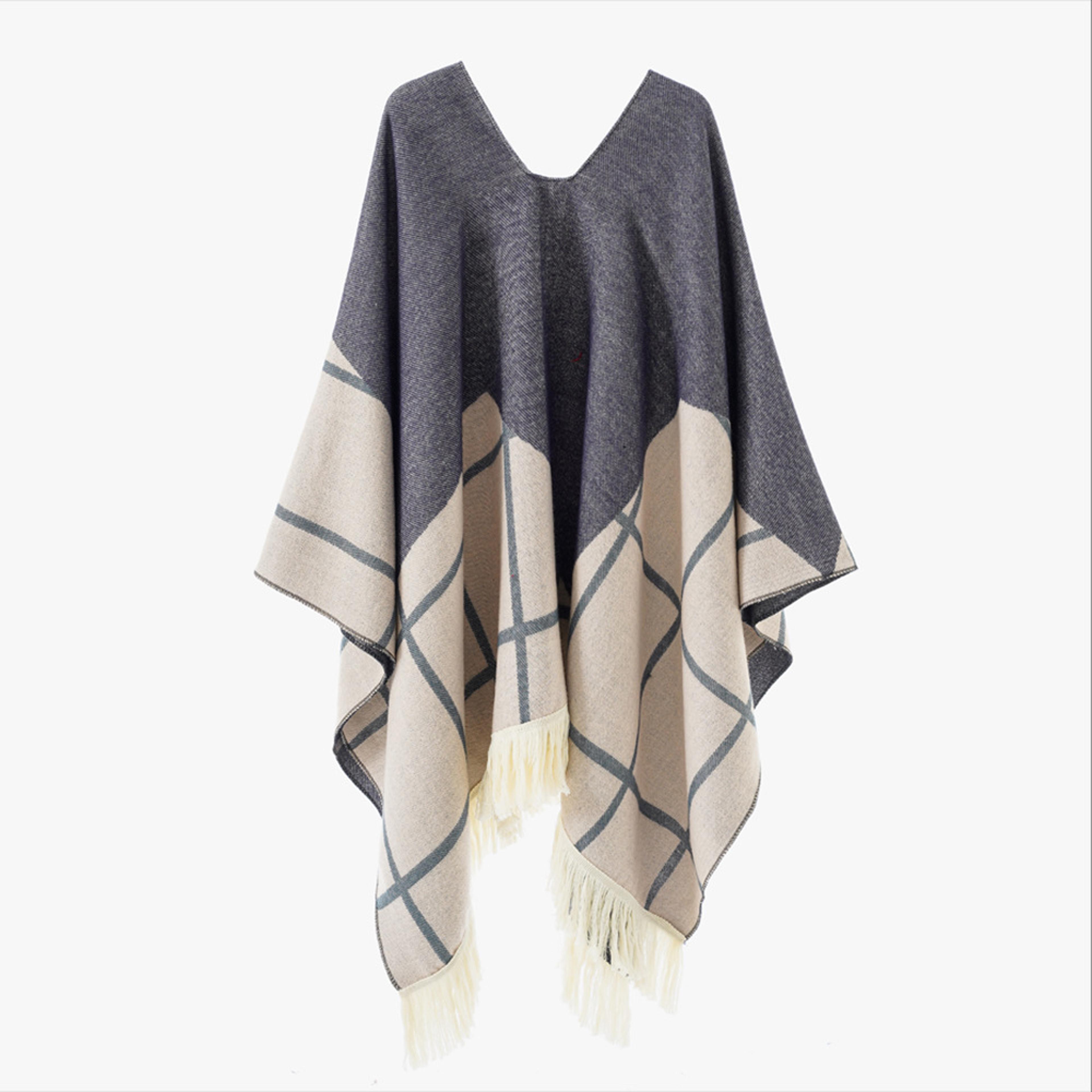 Unisex Cool Fashion Cowboy West Style Pullover Cape Soft Acrylic Cashmere Poncho Long Wrap Cloak Ov 13