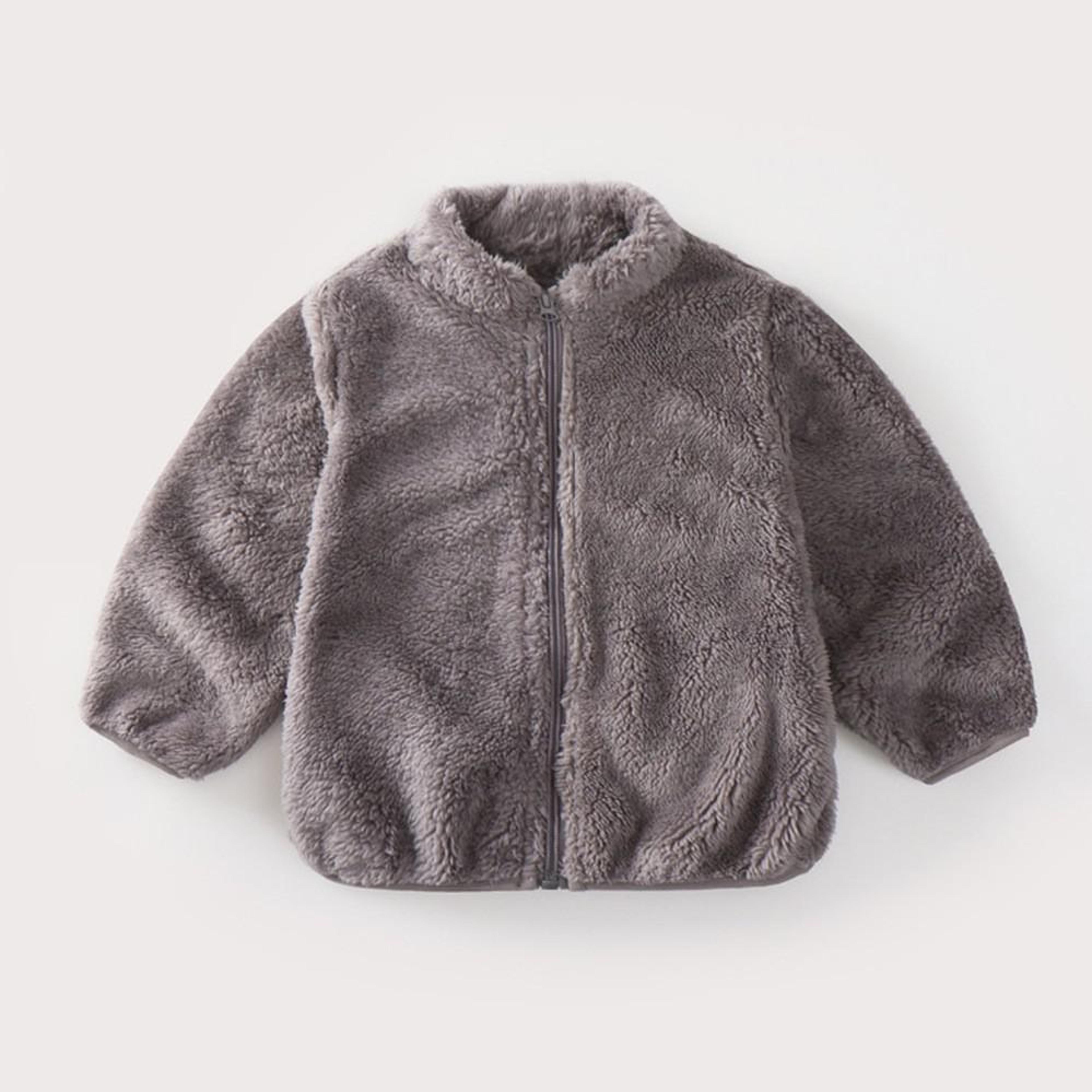 autumn winter warm baby girl boy plush coat, solid color fashion toddler outerwear, kids casual jacket greatcoat