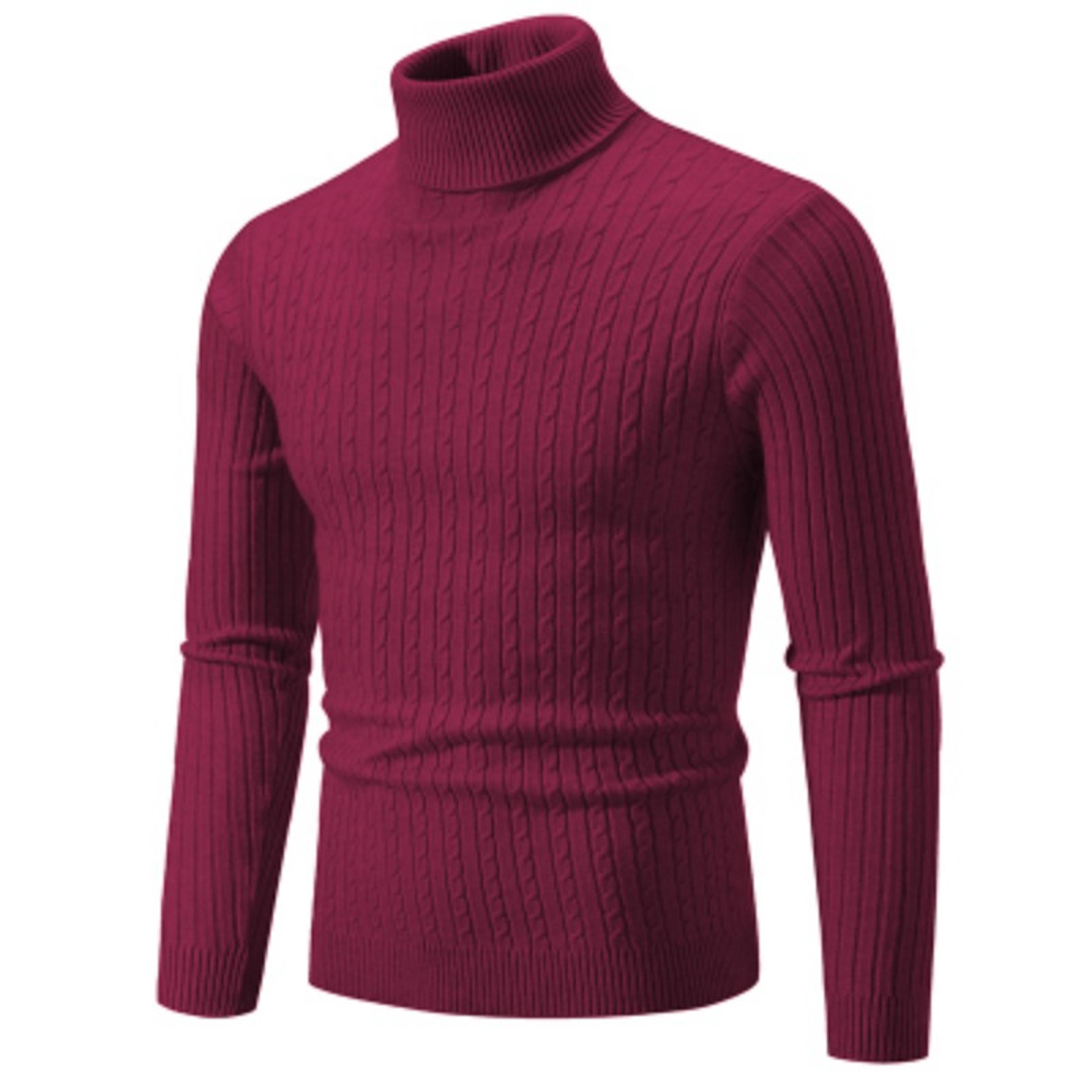 New Mens High Neck Sweater Solid Color Knitted Pullover  Warm Woolen Turtleneck for Winter  Casua