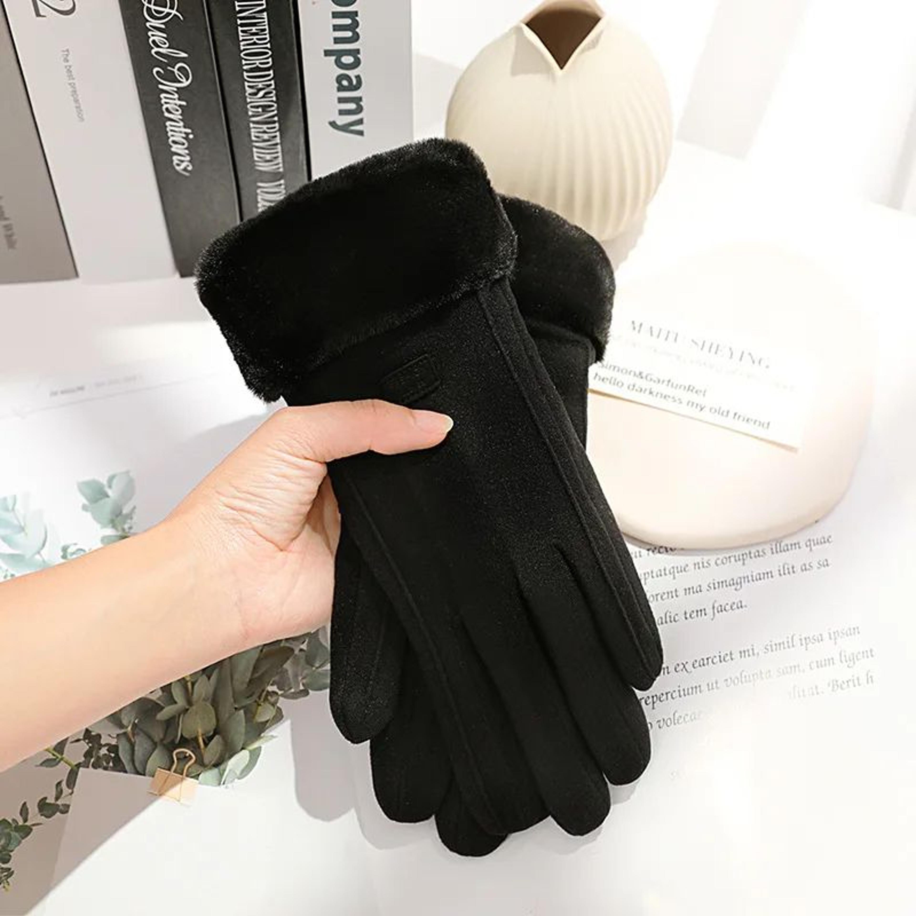 Fashion Warm Suede Outdoor Guantes Lady Touchscreen Driving Gloves For Sports And Cycling 1