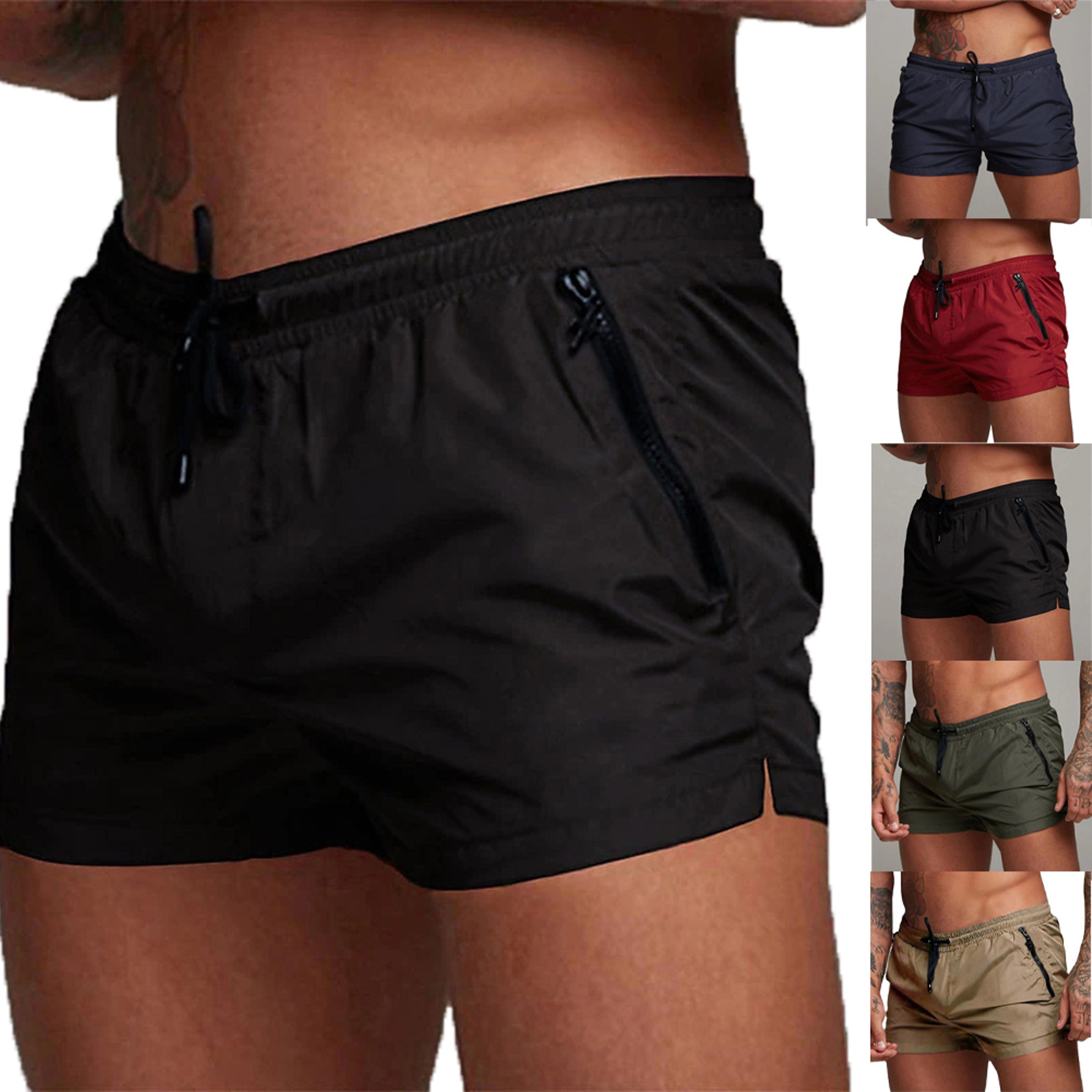 men's quick dry swim trunks with zipper pockets and mesh liner