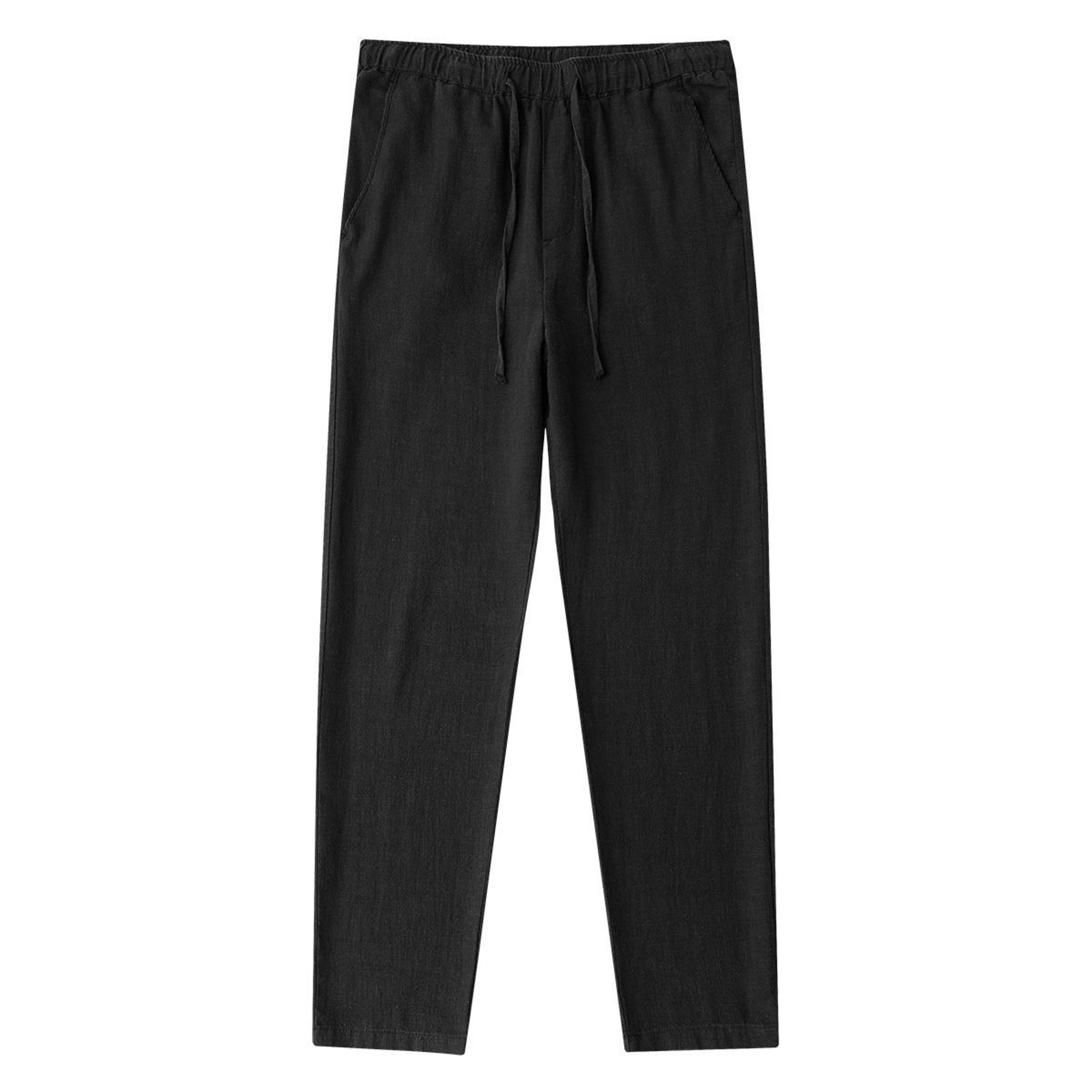 Casual Cotton Linen Chino Pants Men Wide Leg Lightweight Baggy Cotton Sweatpants 5