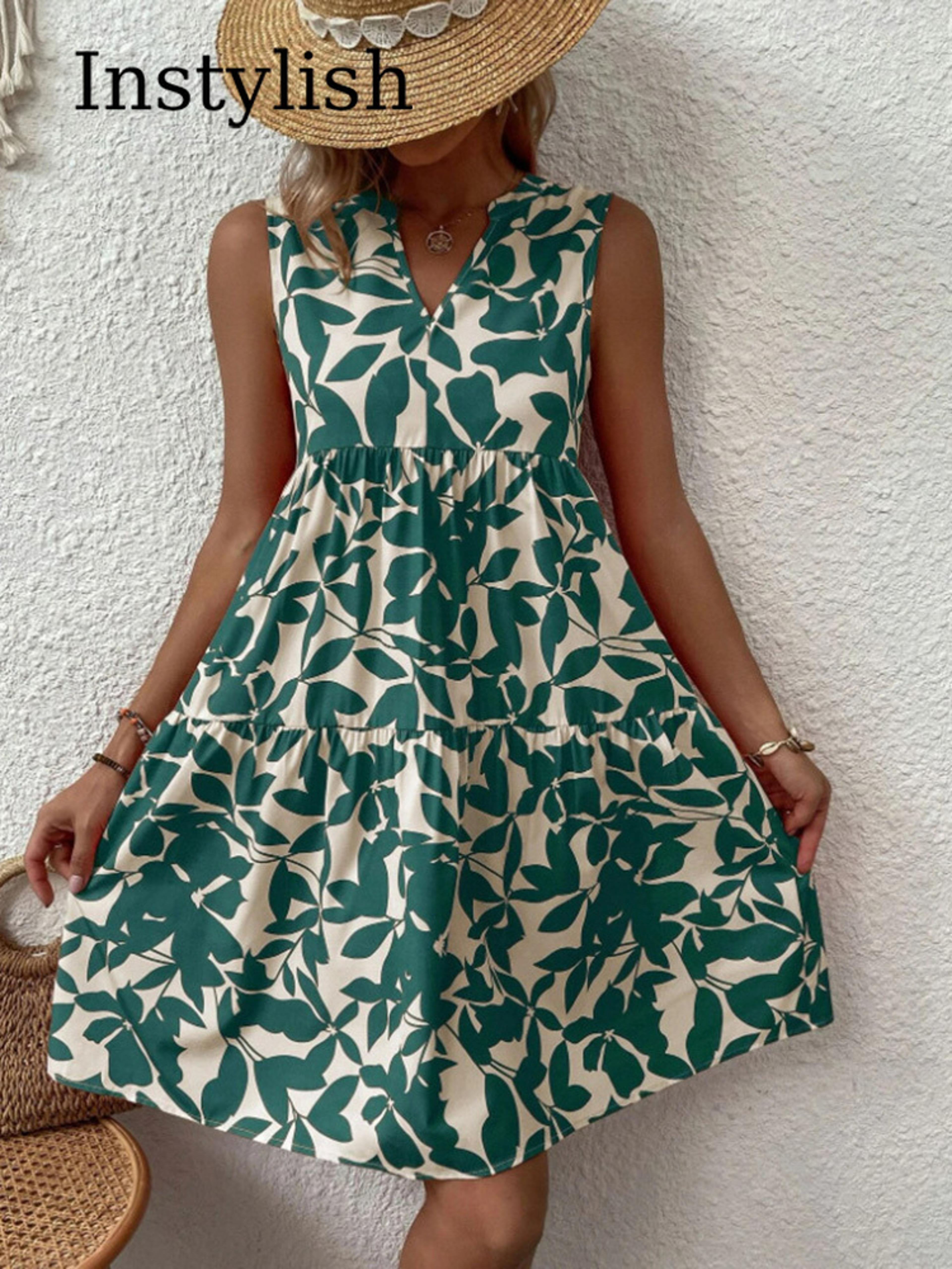 women boho print mini dress casual sleeveless v-neck sundress