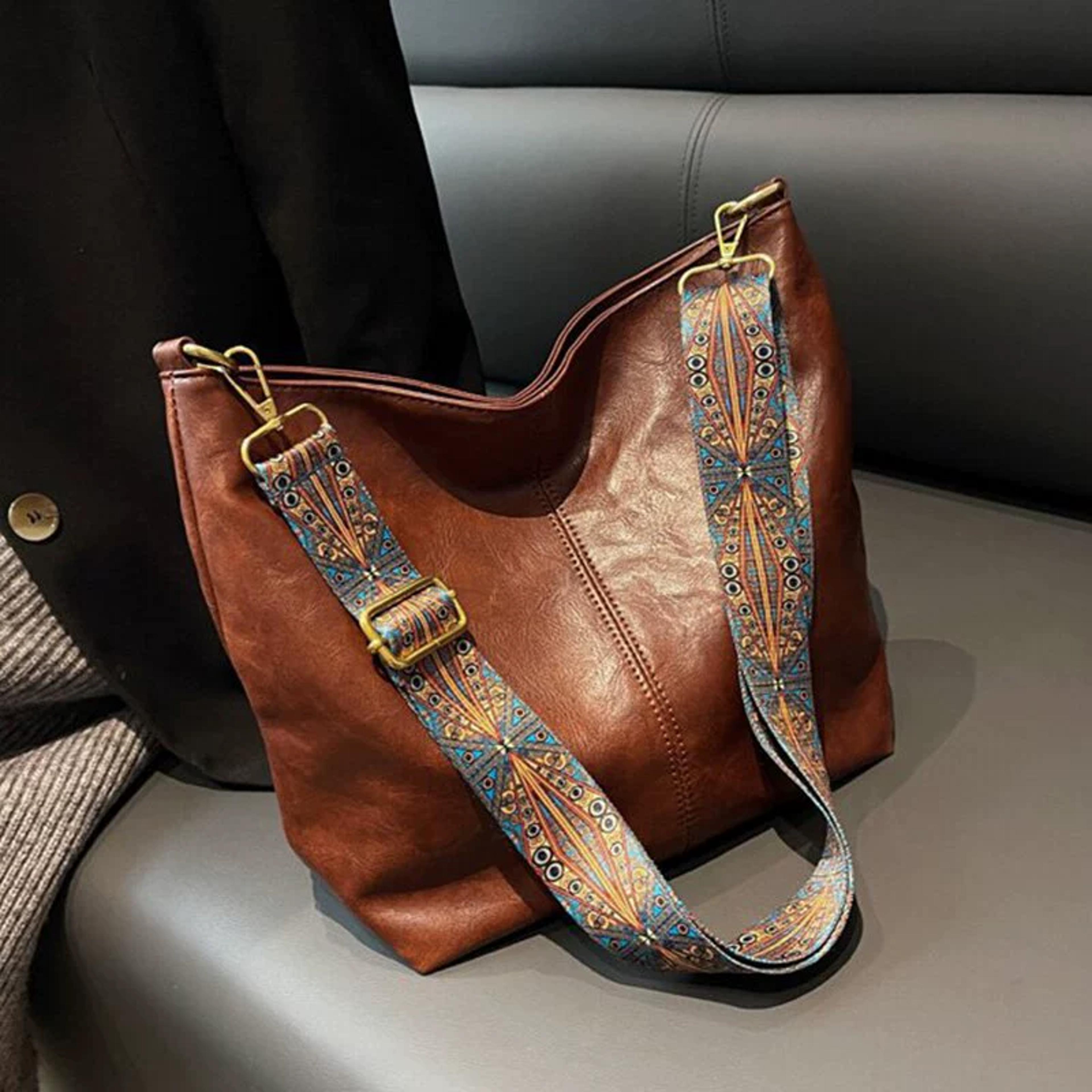vintage pu leather hobo tote bag