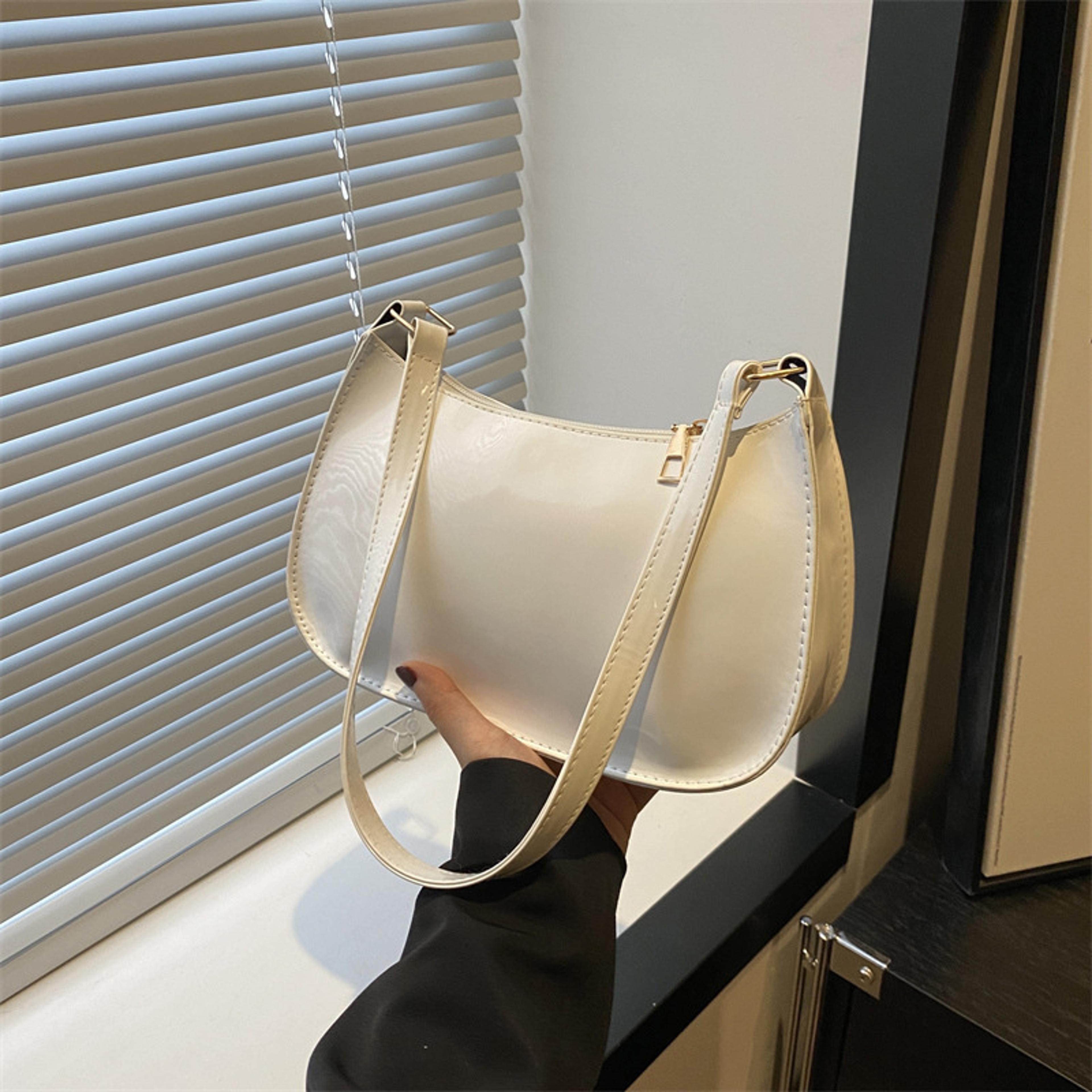 Retro Solid Color PU Leather Shoulder Bag Casual Underarm Purse 8