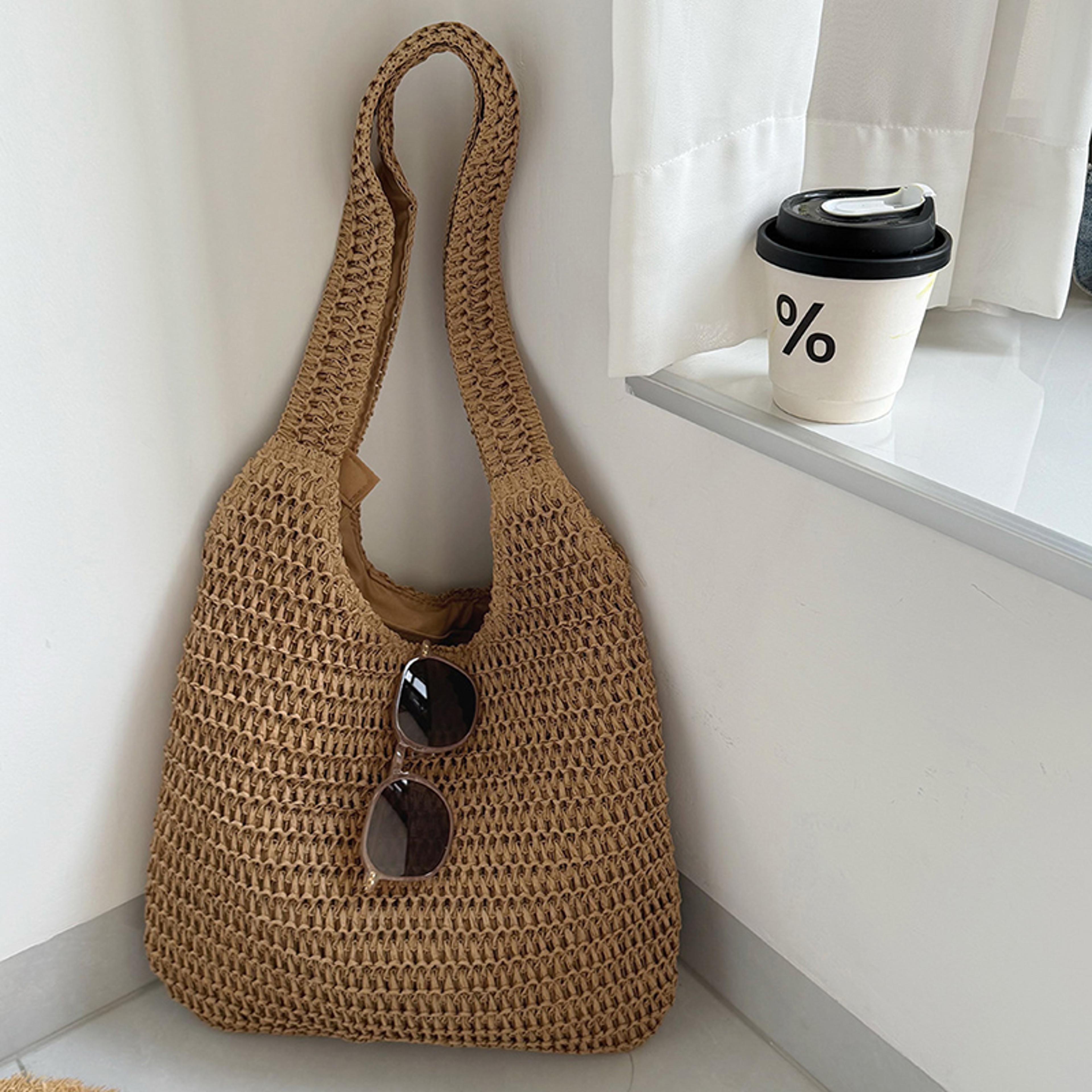 straw beach tote bag for women