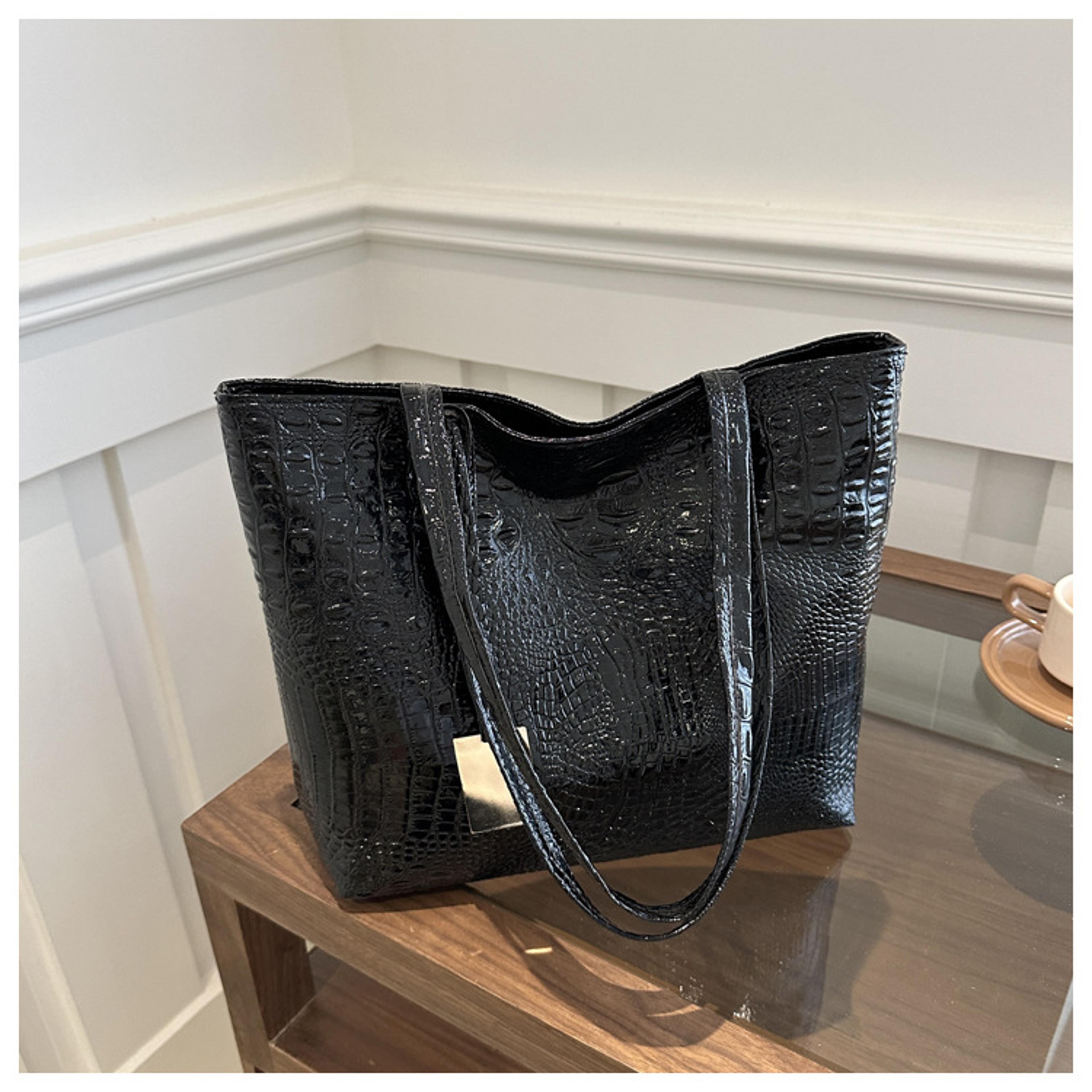 Metallic Crocodile PU Leather Tote Bag 7