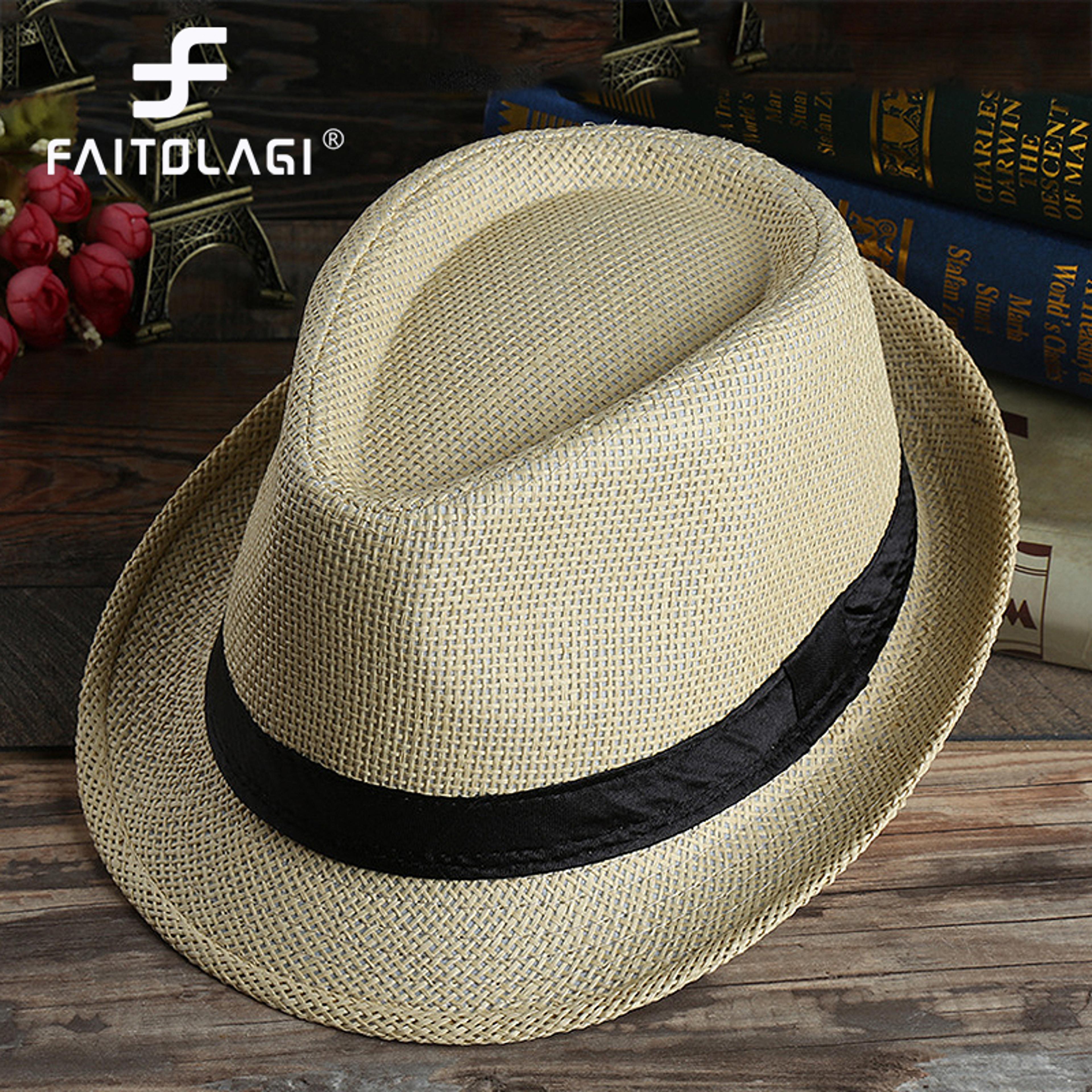 classic straw fedora sun hat for summer beach and outdoor travel
