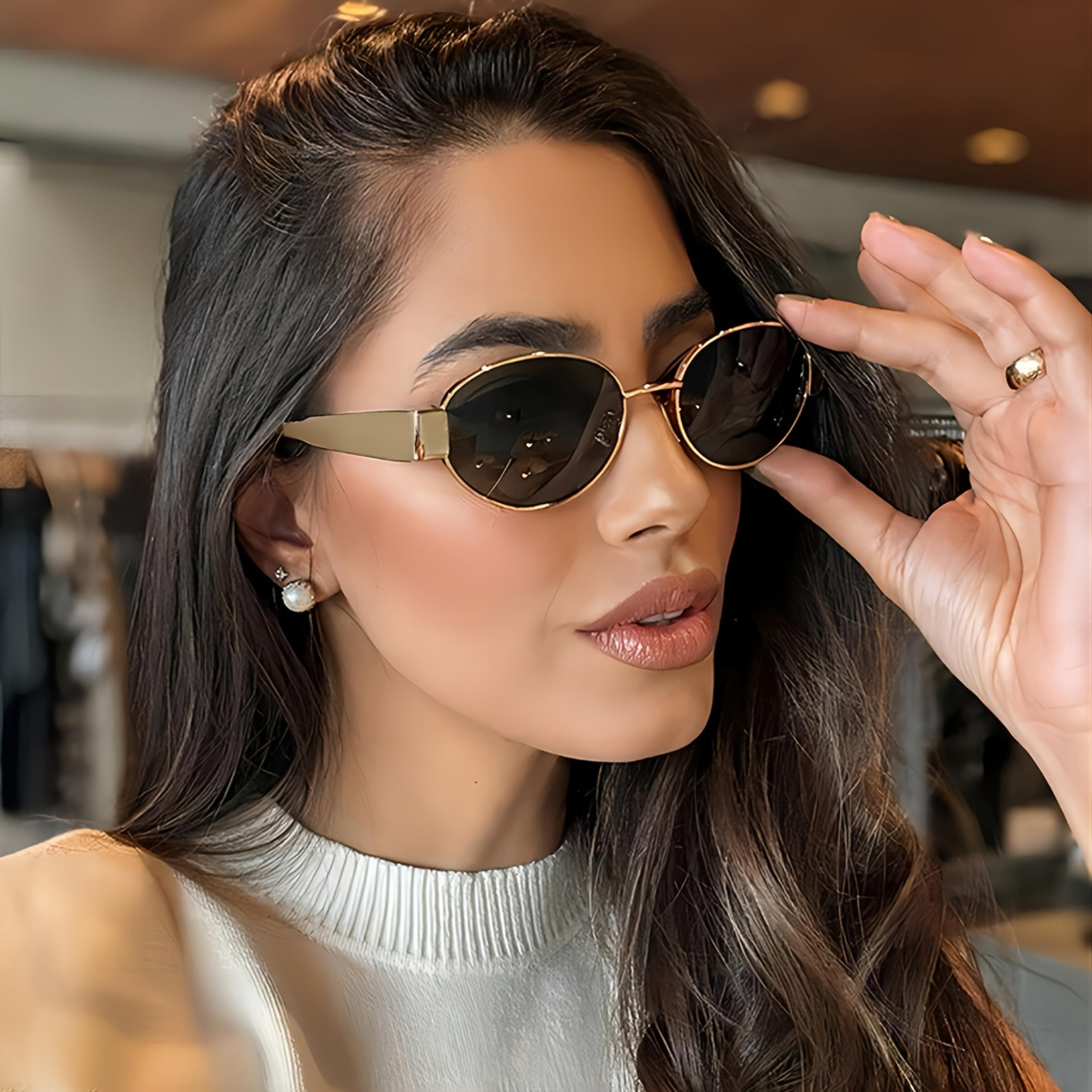 trendy oval sunglasses for men and women classic metal frame shades