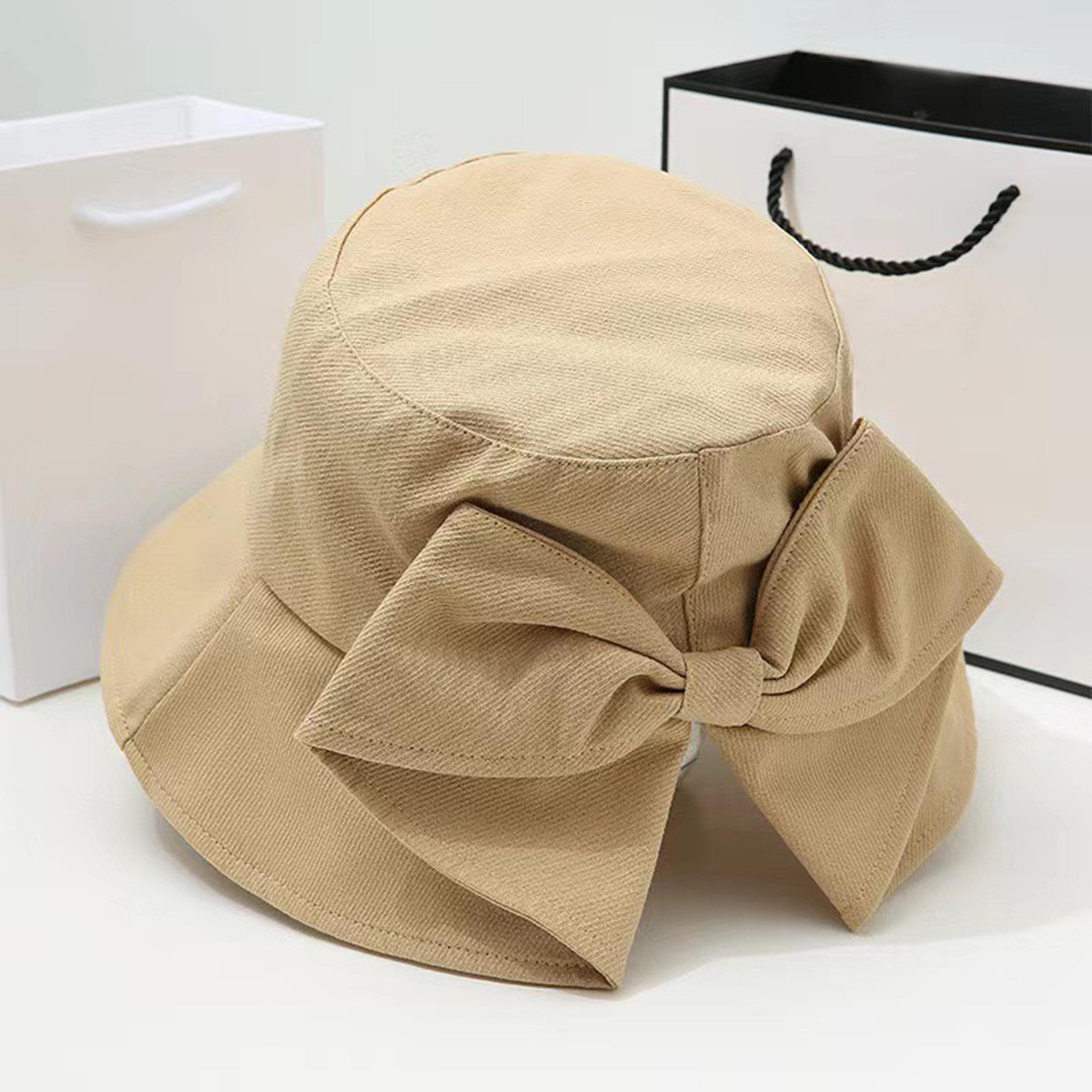 Japanese Style Bow Bucket Hat For Women Wide Brim Sun Protection 3