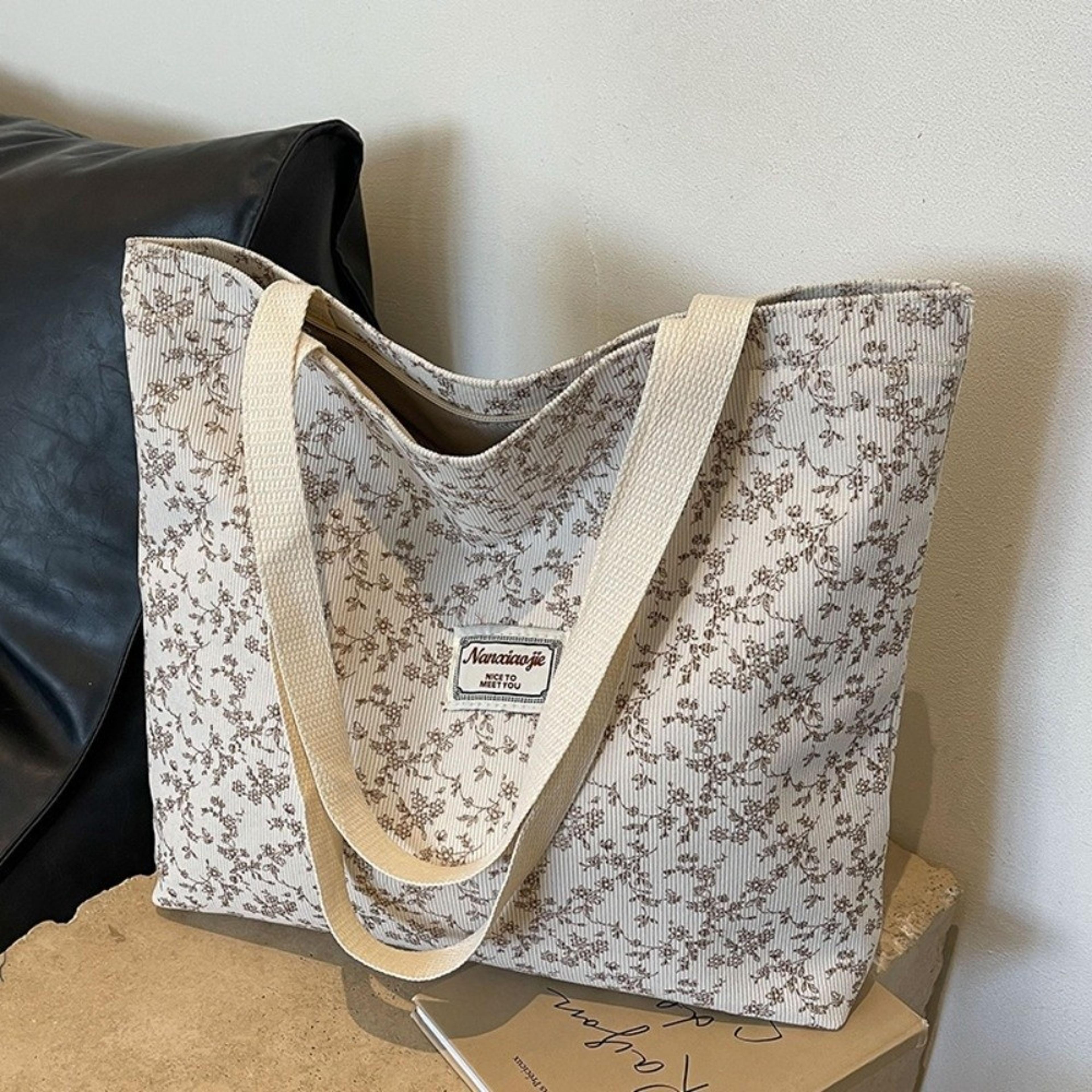 sweet corduroy handbag for women, soft large capacity casual shoulder bag