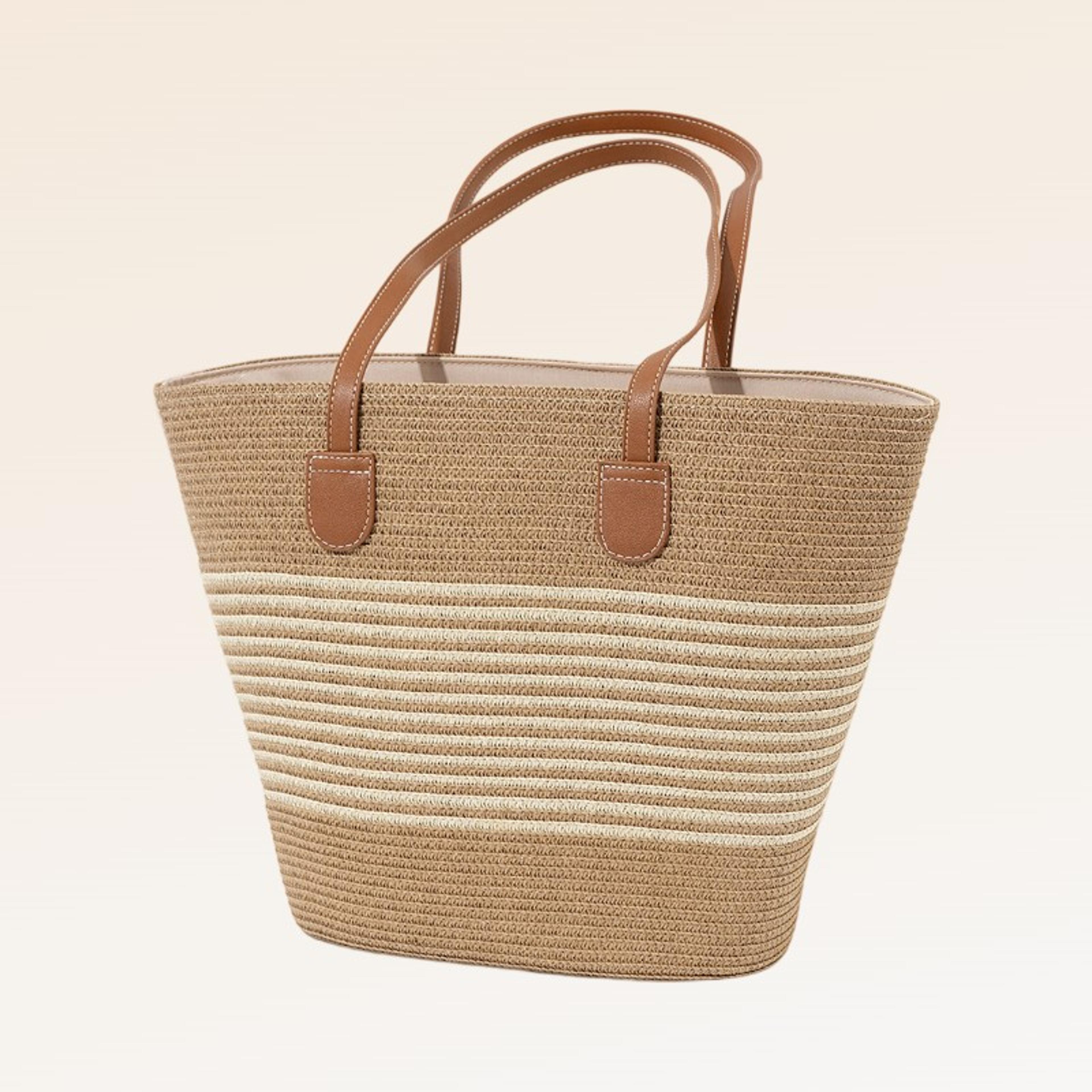 vintage woven straw bucket bag and large beach handbag