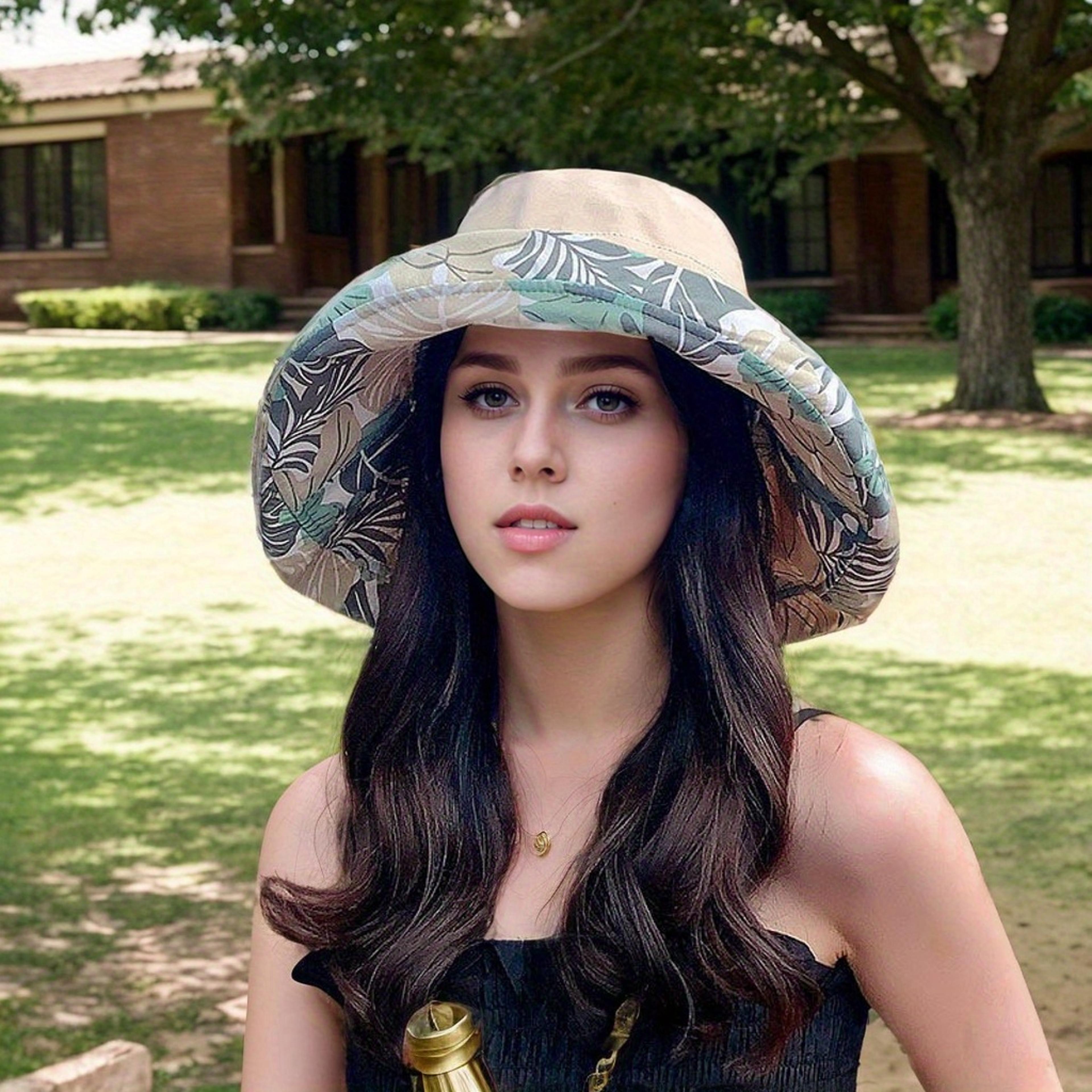 bohemian reversible floral bucket hat for women