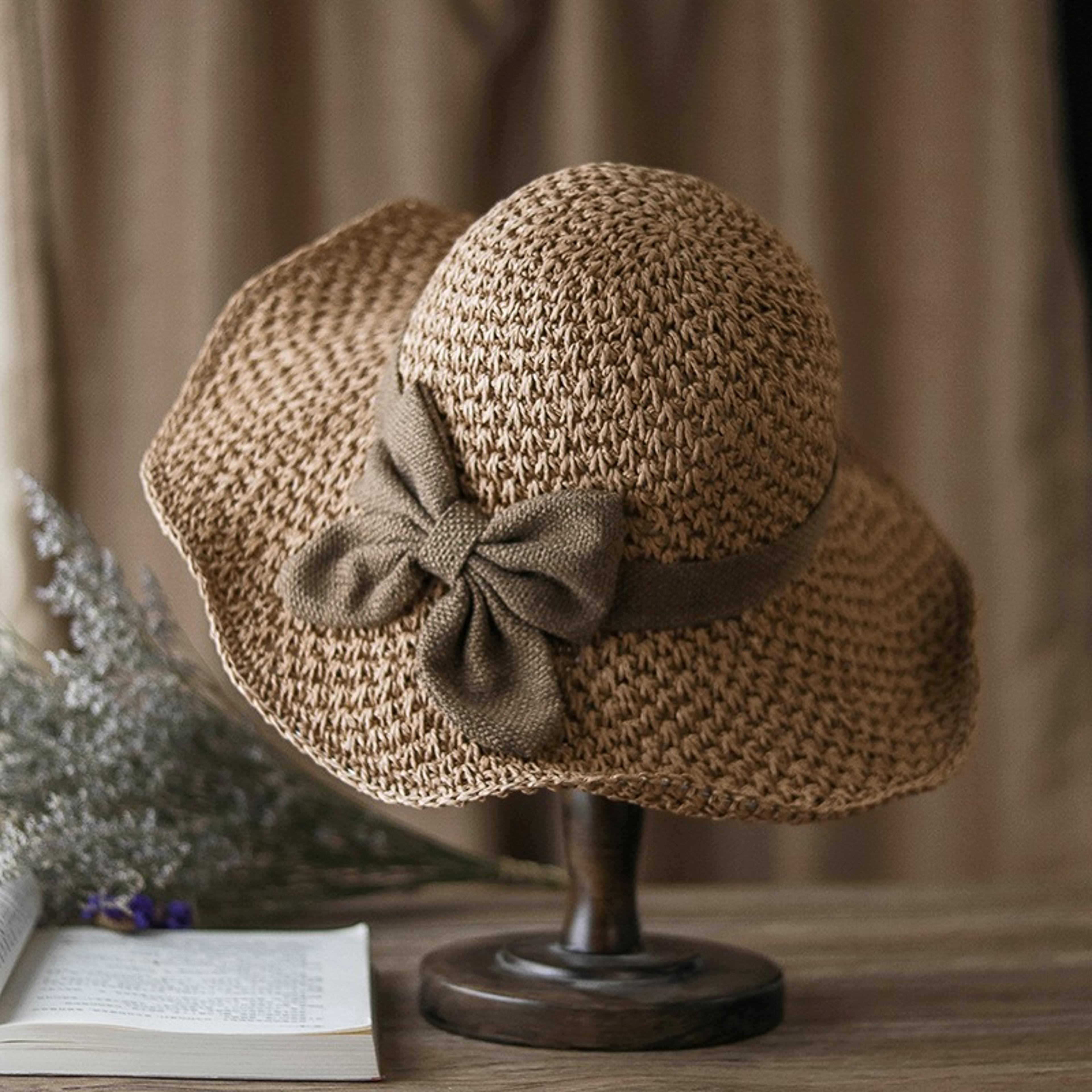 Handcrafted Straw Sun Hat Wide Brim Foldable Beach Hat For Women 1