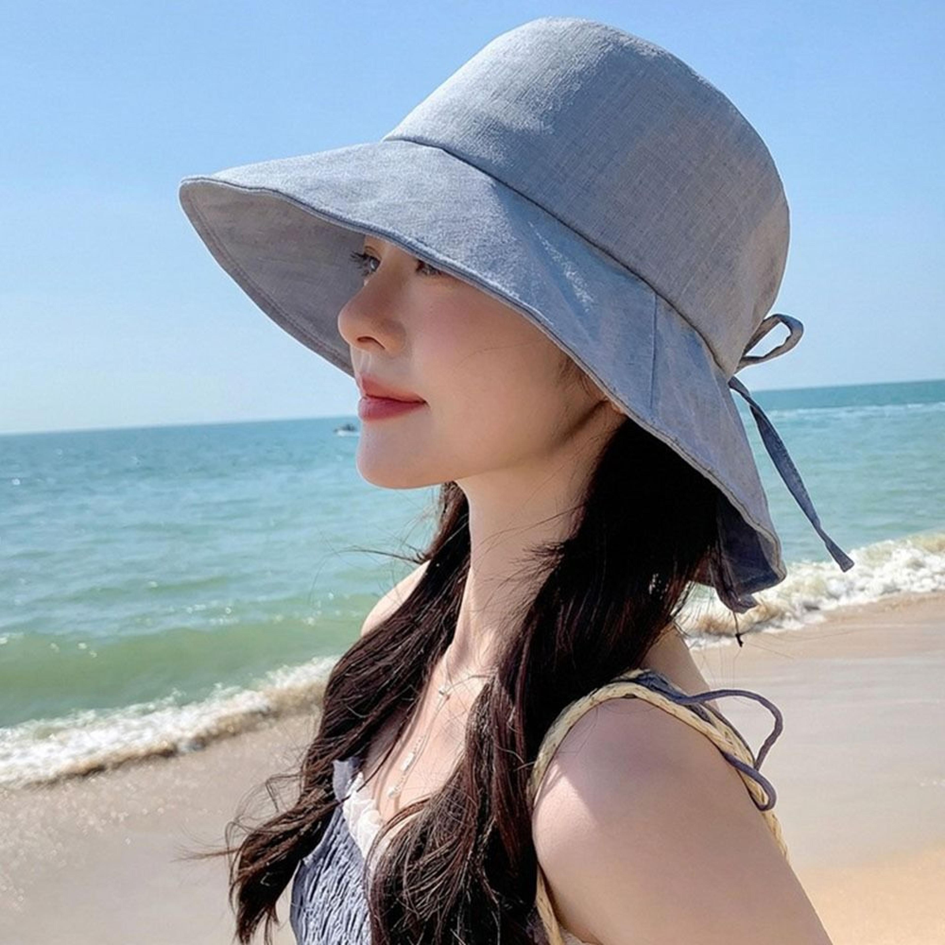 Women Wide Brim Bucket Hat AntiUV Summer Sun Hat With Bowknot 1