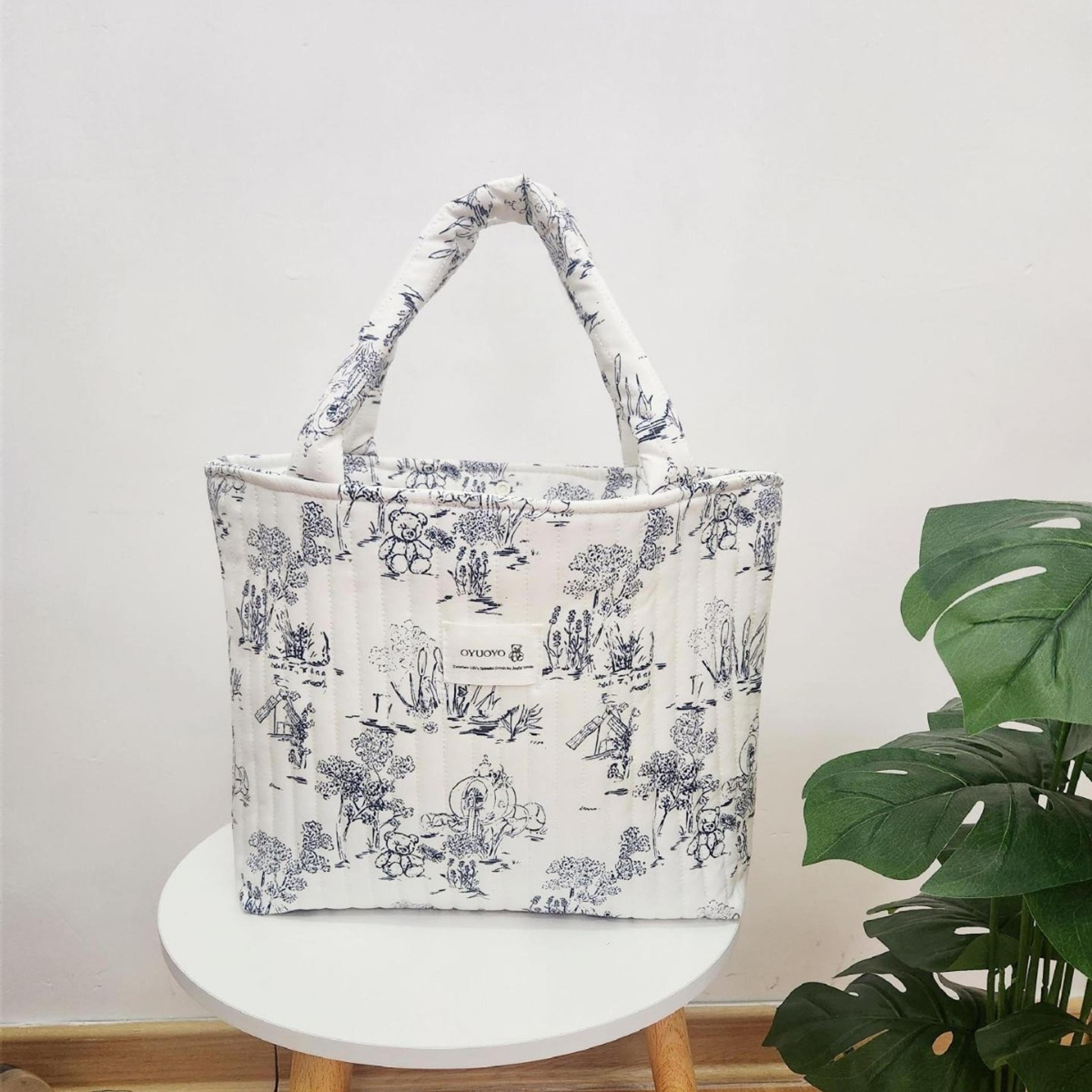 Vintage Bear Print Diaper Bag And Large Capacity Mom Tote 1