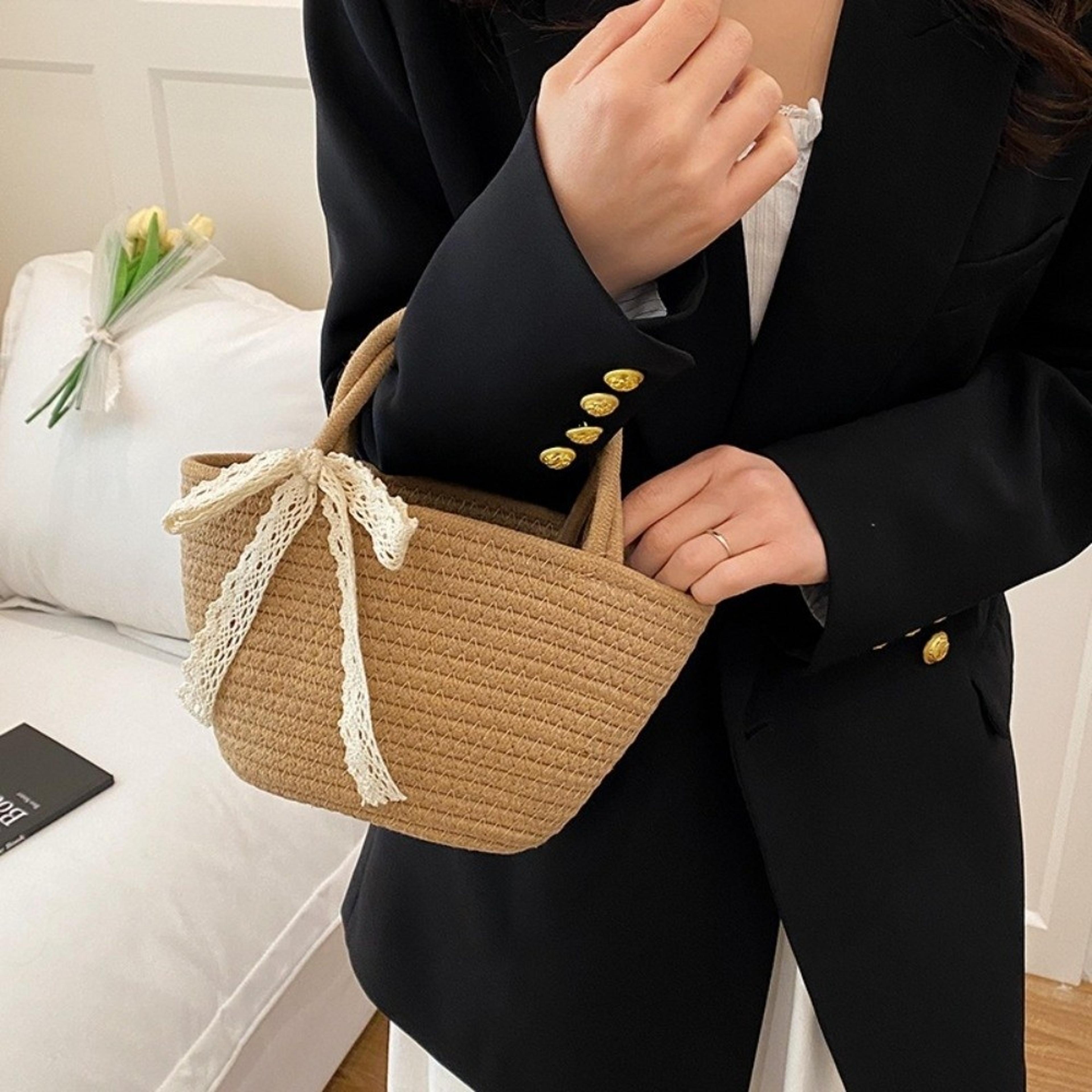 Boho Cotton Rope Woven Beach Handbag And Lightweight Shopping Basket 4