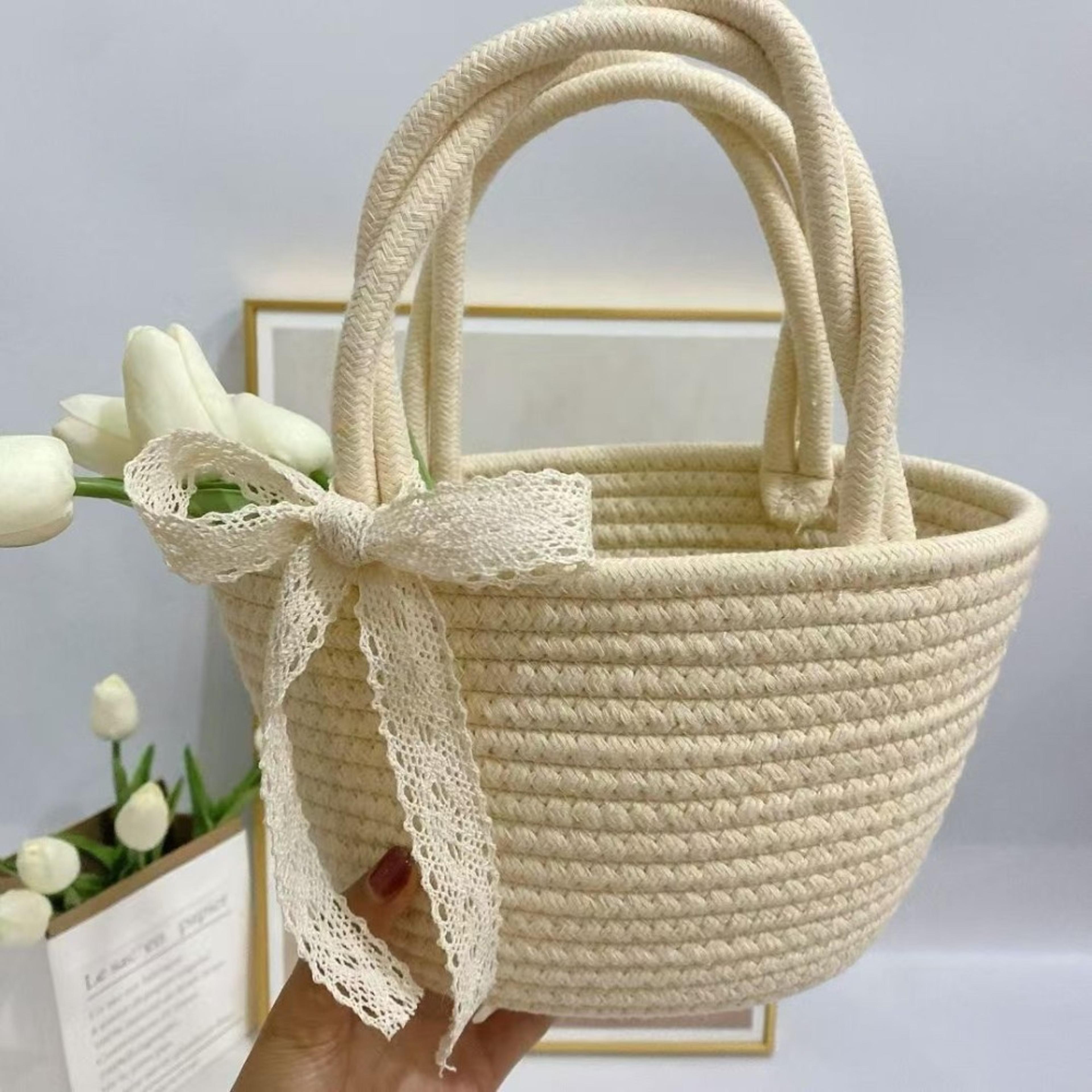 Boho Cotton Rope Woven Beach Handbag And Lightweight Shopping Basket 5