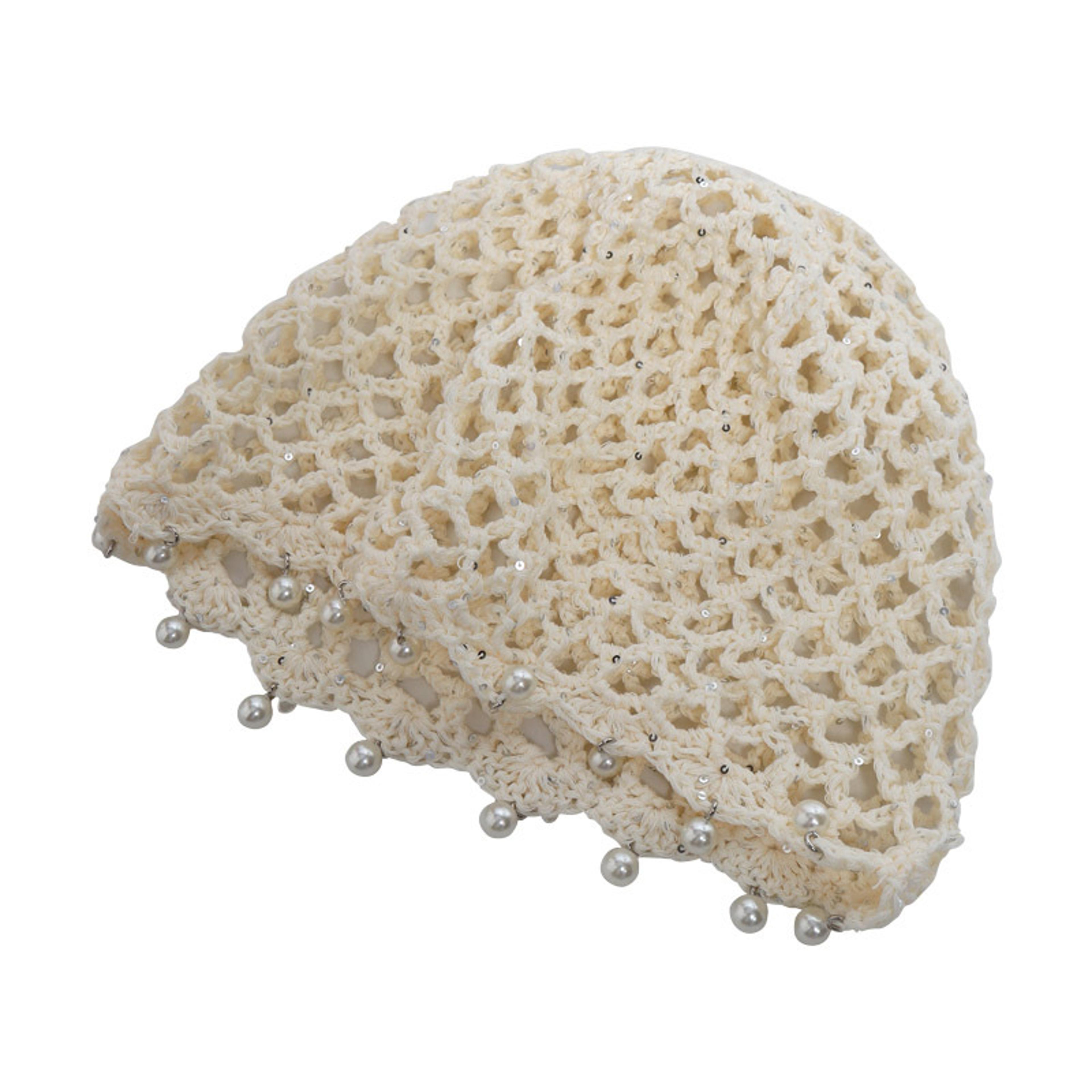 Handmade Pearl Crochet Beanie Hat For Women Lightweight Summer Skull Cap 5