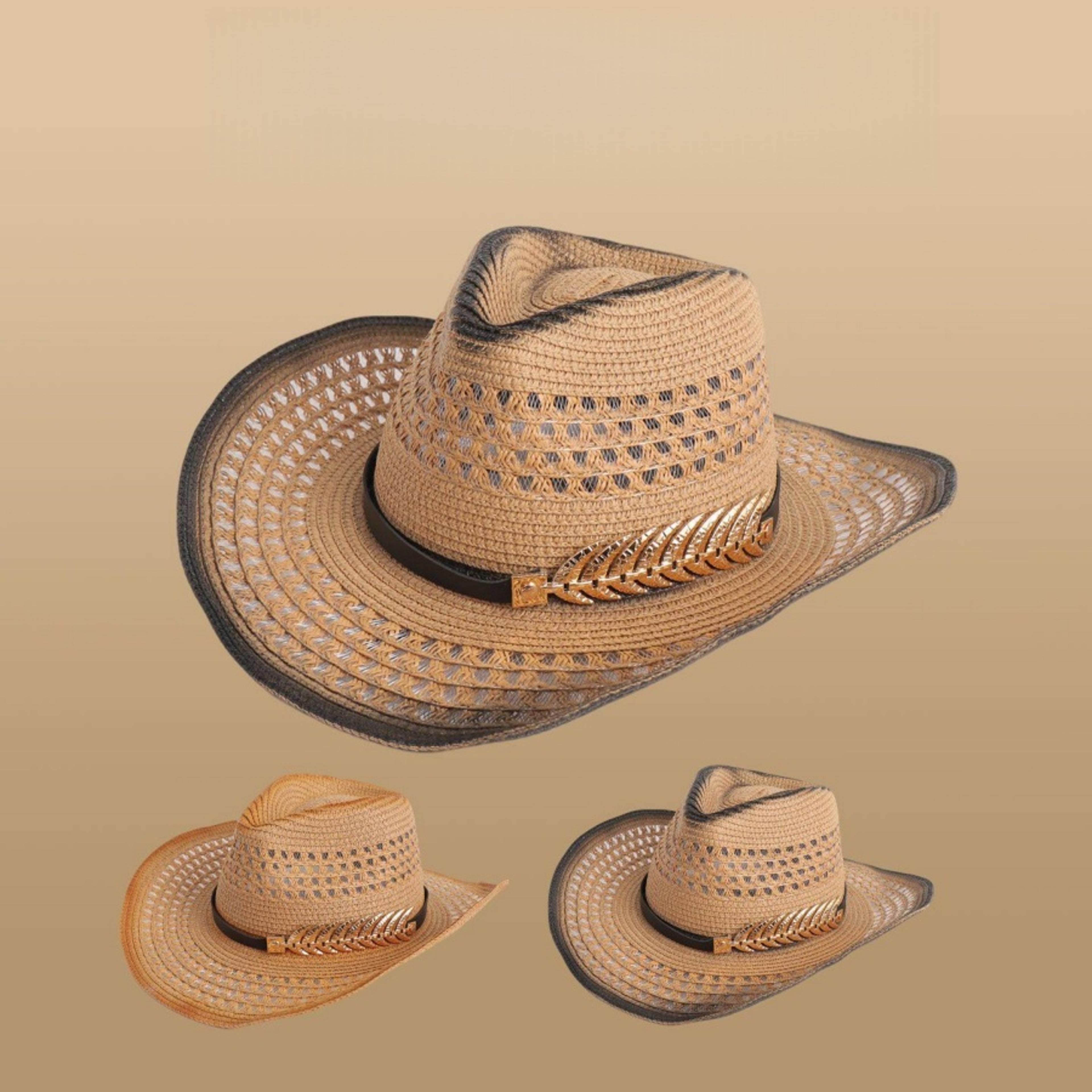 Western Denim Straw Hat 1