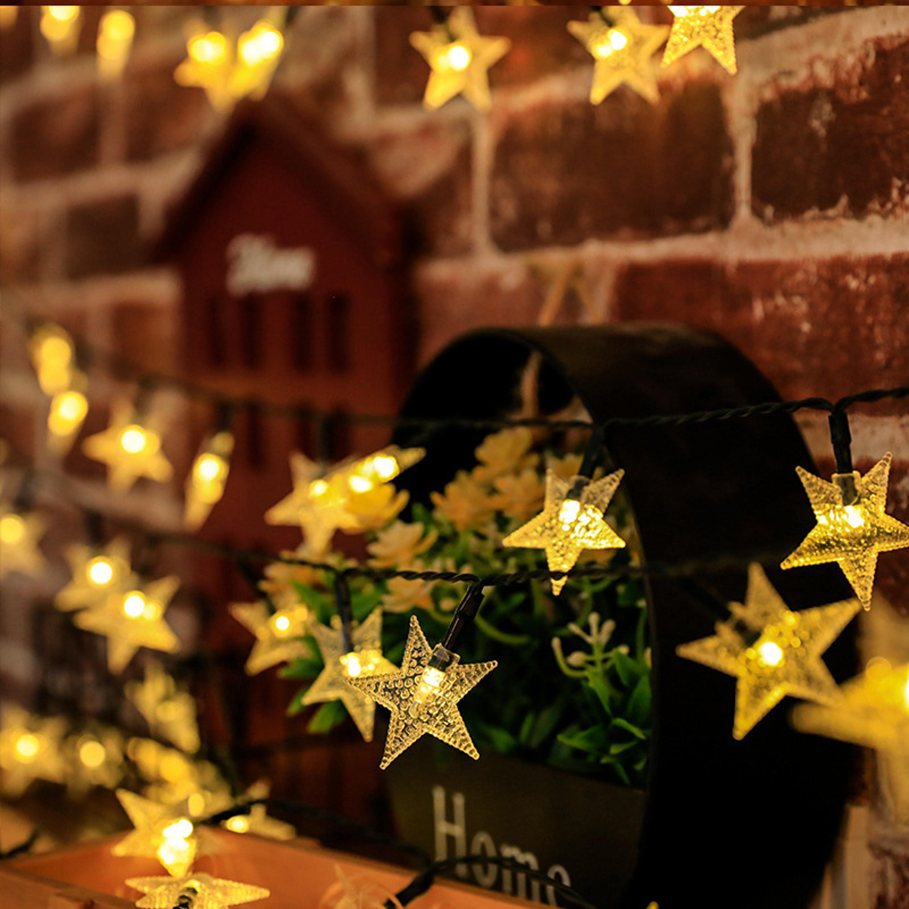 solar star string lights, outdoor waterproof led fairy lights for christmas, patio, garden, yard & wedding decor