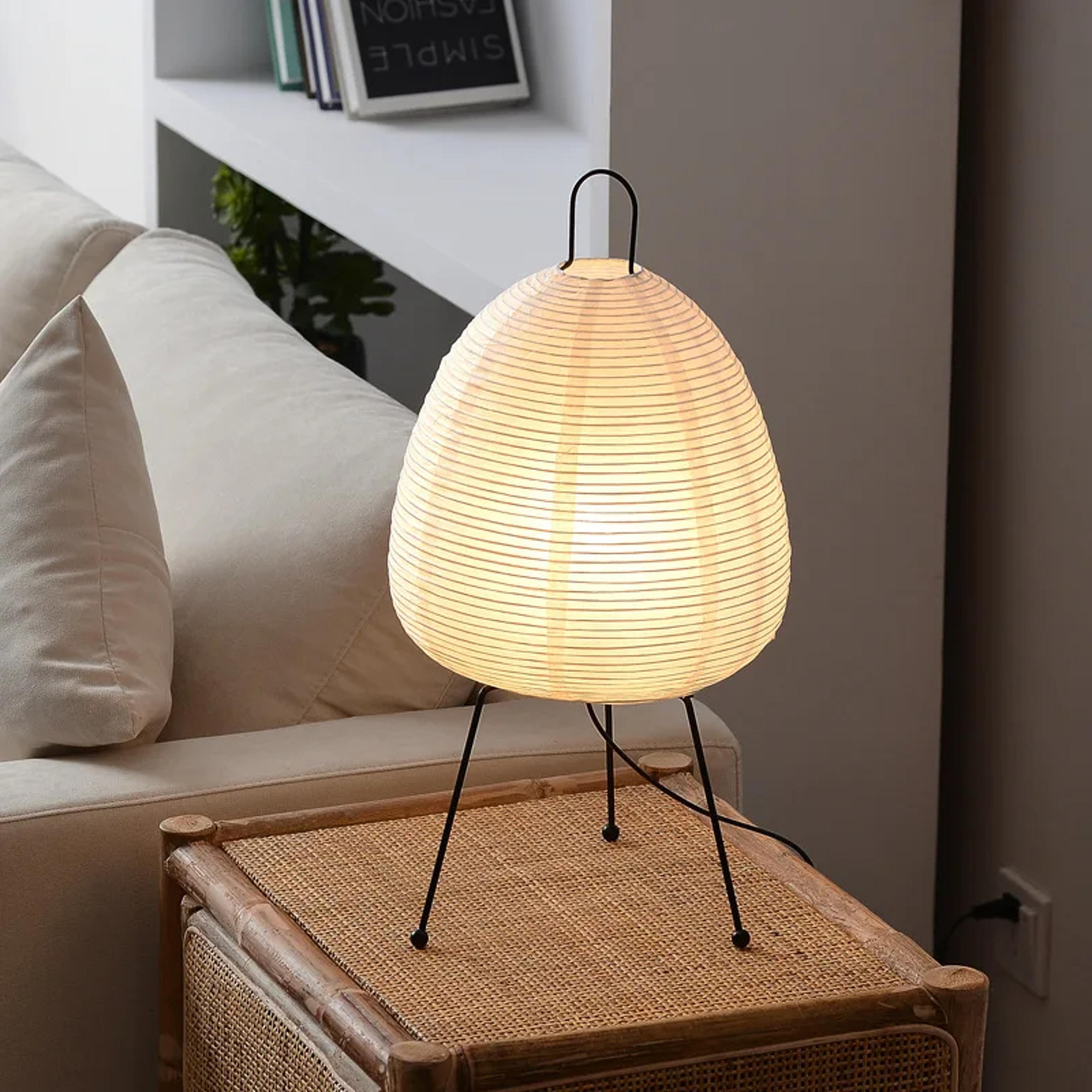 Japanese Style Rice Paper Table Lamp  Akari Noguchi Dimmable Japanese Paper Lantern Lamp WabiSabi H