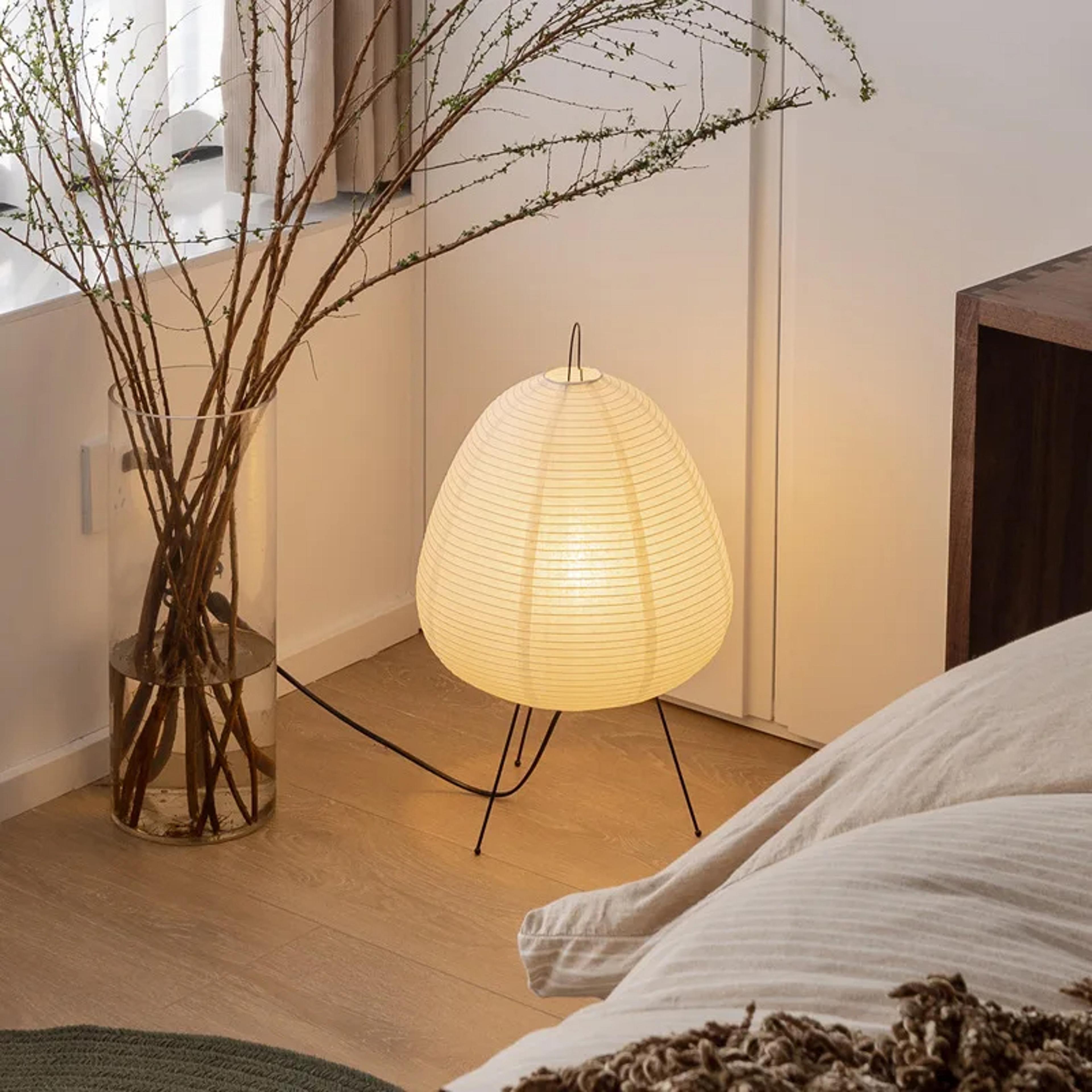 Japanese Style Rice Paper Table Lamp  Akari Noguchi Dimmable Japanese Paper Lantern Lamp WabiSabi H